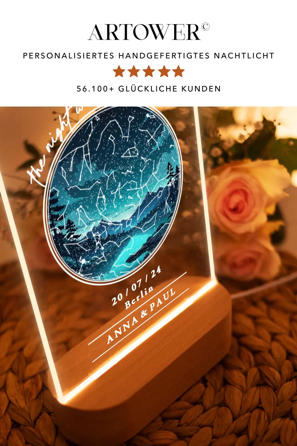 Jahrestag Geschenk Sternenkarte Nachtlicht Personalisiert