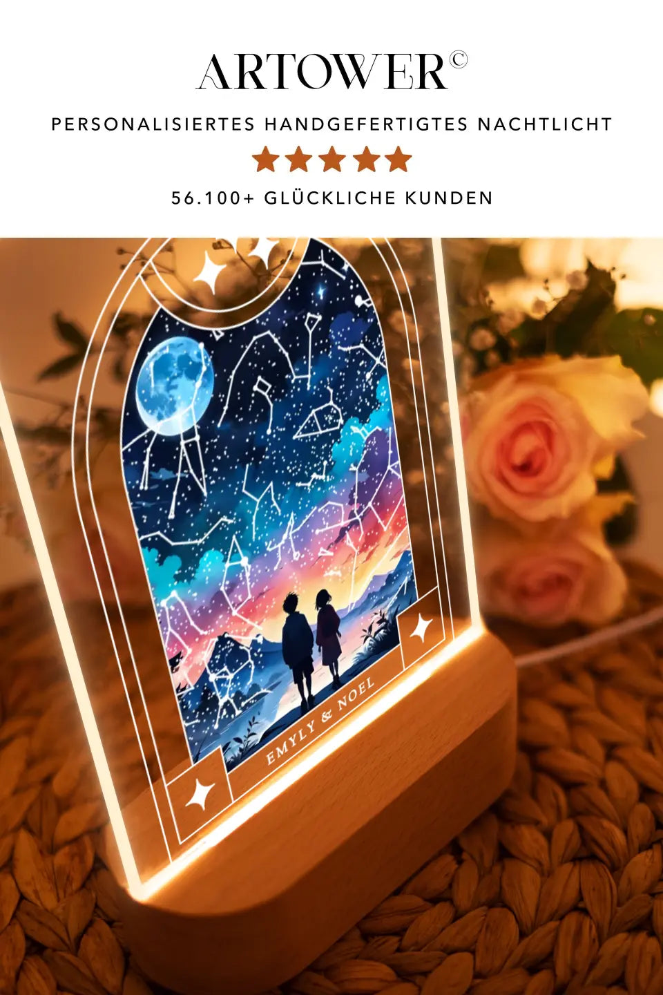 Nachtlicht Jahrestag Geschenk für ihn Sternenkarte