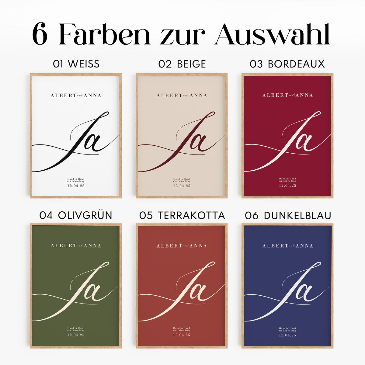 Personalisiertes Hochzeitsposter mit Namen & Datum – „Ja“ Poster als Hochzeitsgeschenk für das Brautpaar