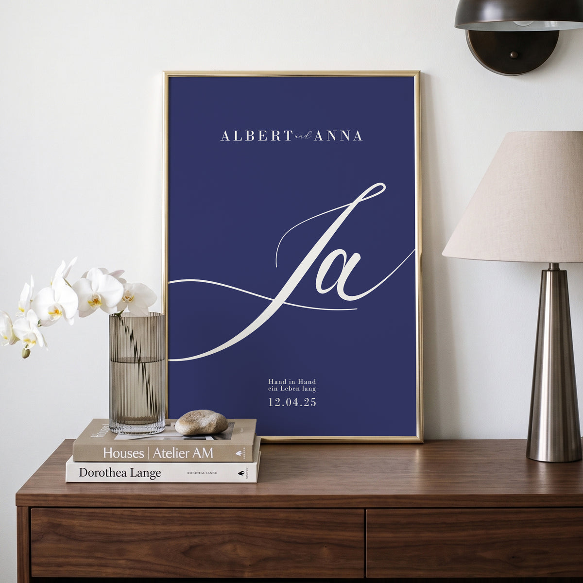 Personalisiertes Hochzeitsposter mit Namen & Datum – „Ja“ Poster als Hochzeitsgeschenk für das Brautpaar