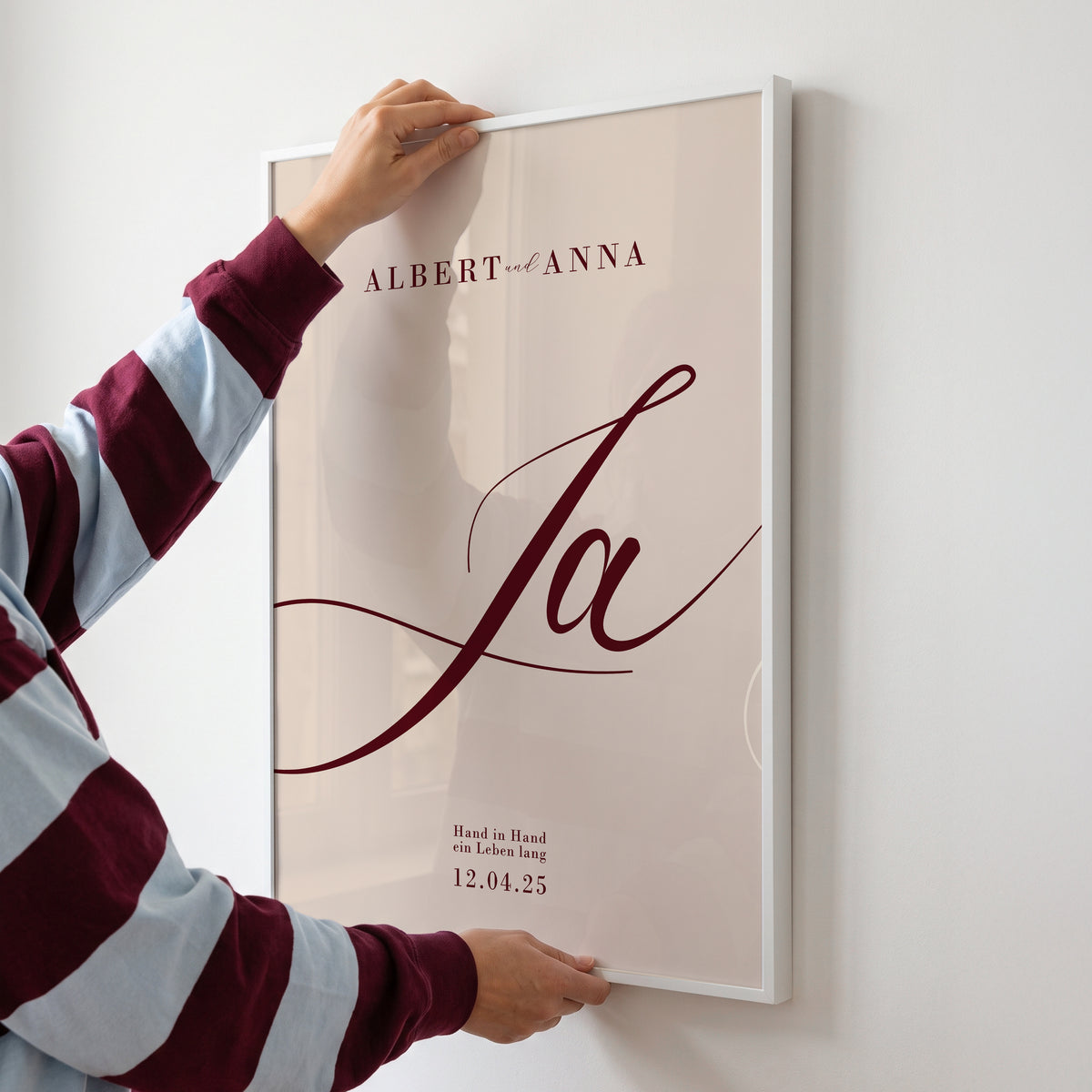 Personalisiertes Hochzeitsposter mit Namen & Datum – „Ja“ Poster als Hochzeitsgeschenk für das Brautpaar