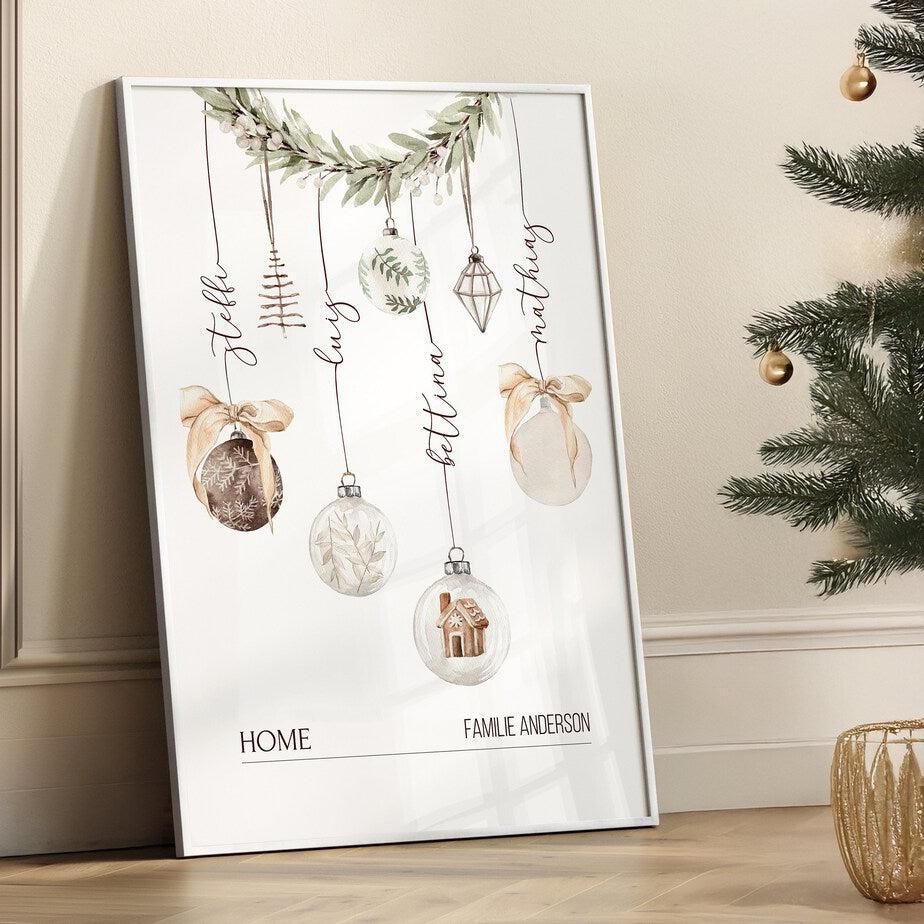Familienposter mit Vornamen - Weihnachtsgeschenk für Familie, Eltern, Nachbarn