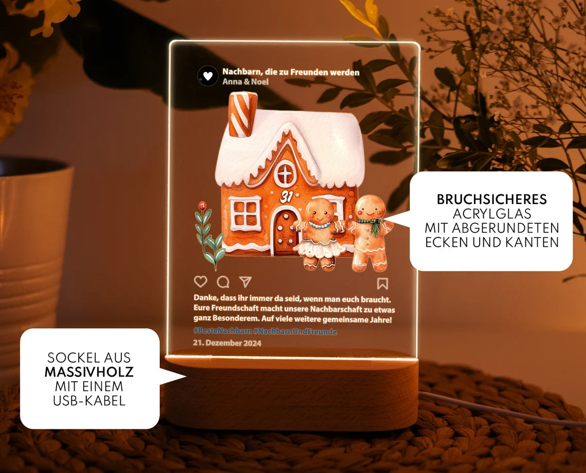 Nachtlicht mit Spruch - Weihnachtsgeschenk für Lieblingsnachbarn