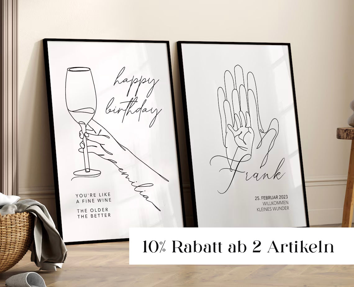 Wein Bild Lineart – Lustiges Geburtstagsgeschenk für Frauen