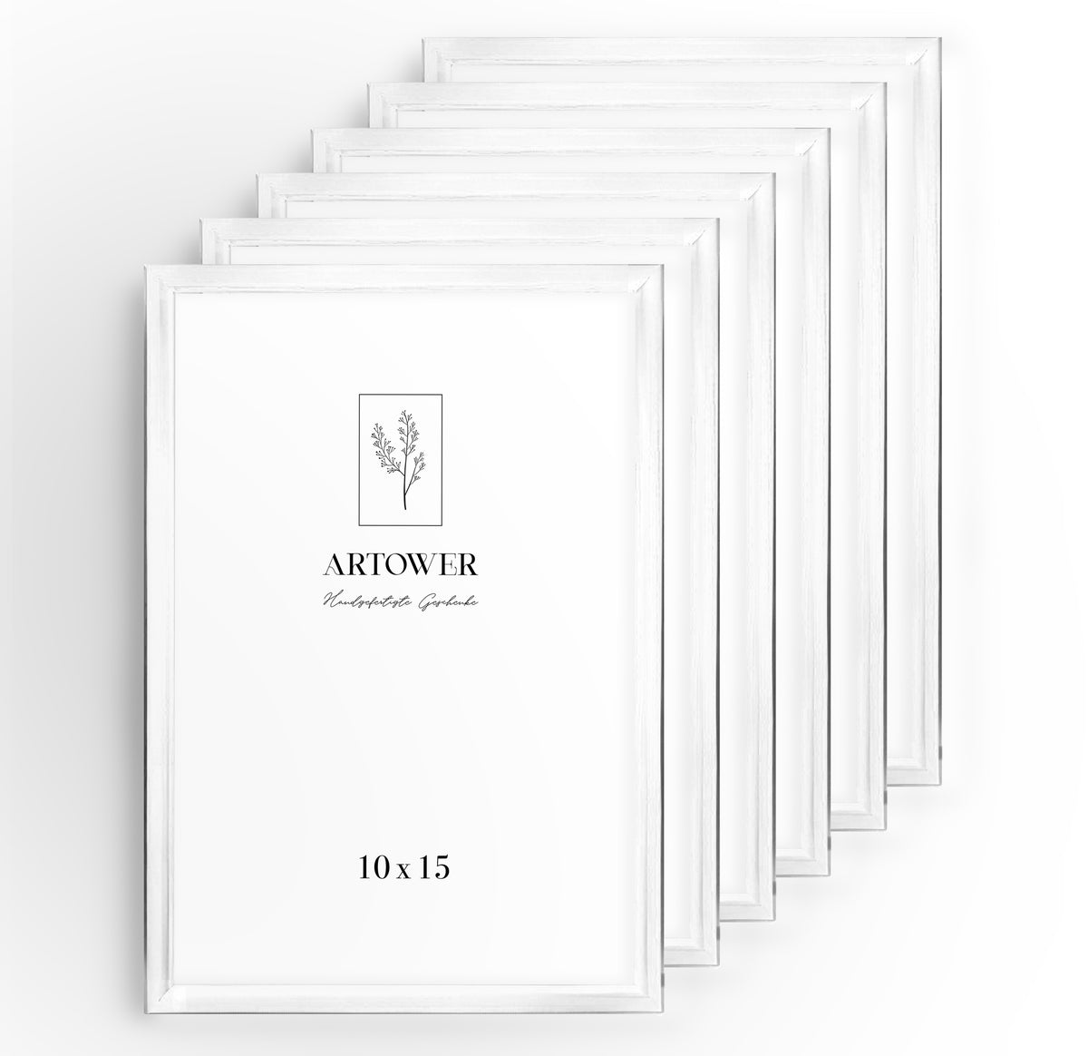 6 Bilderrahmen Alu Weiß, Format 10 x 15 cm – Artower 6er Set