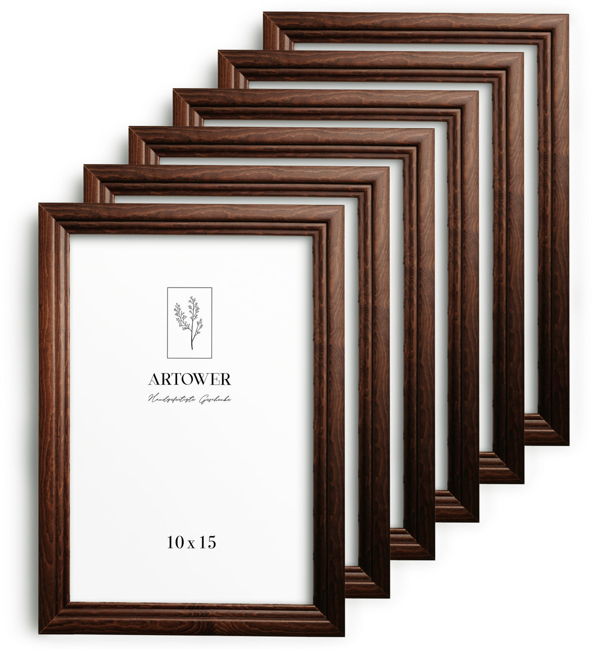 6 Bilderrahmen Vintage Braun, Format 10 x 15 cm – Artower 6er Set