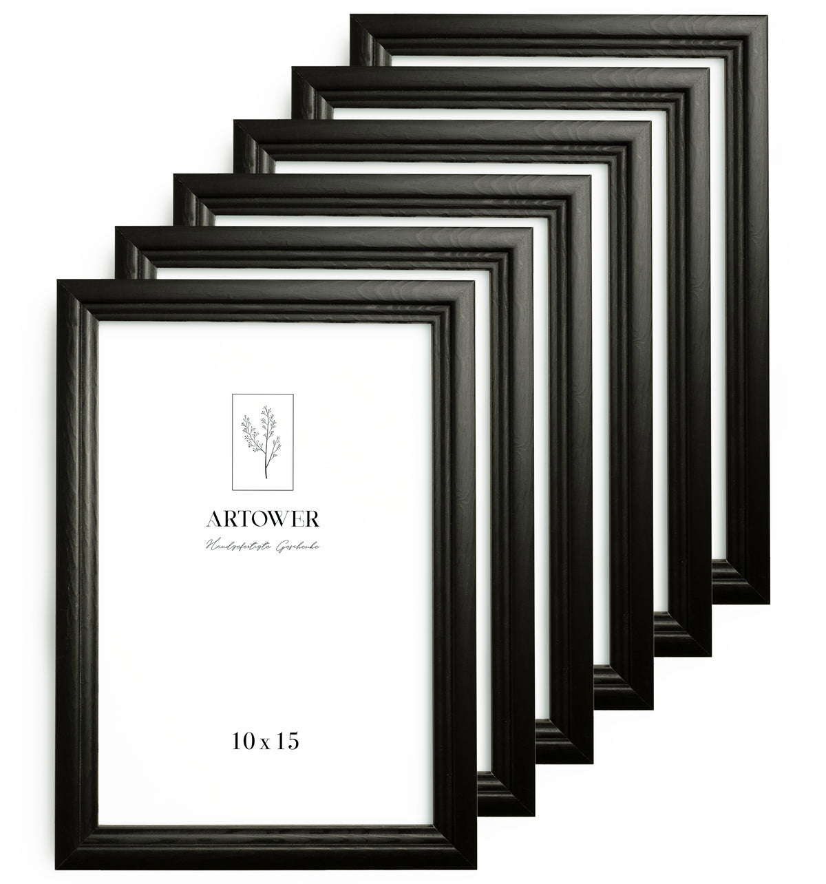 6 Bilderrahmen Vintage Schwarz, Format 10 x 15 cm – Artower 6er Set