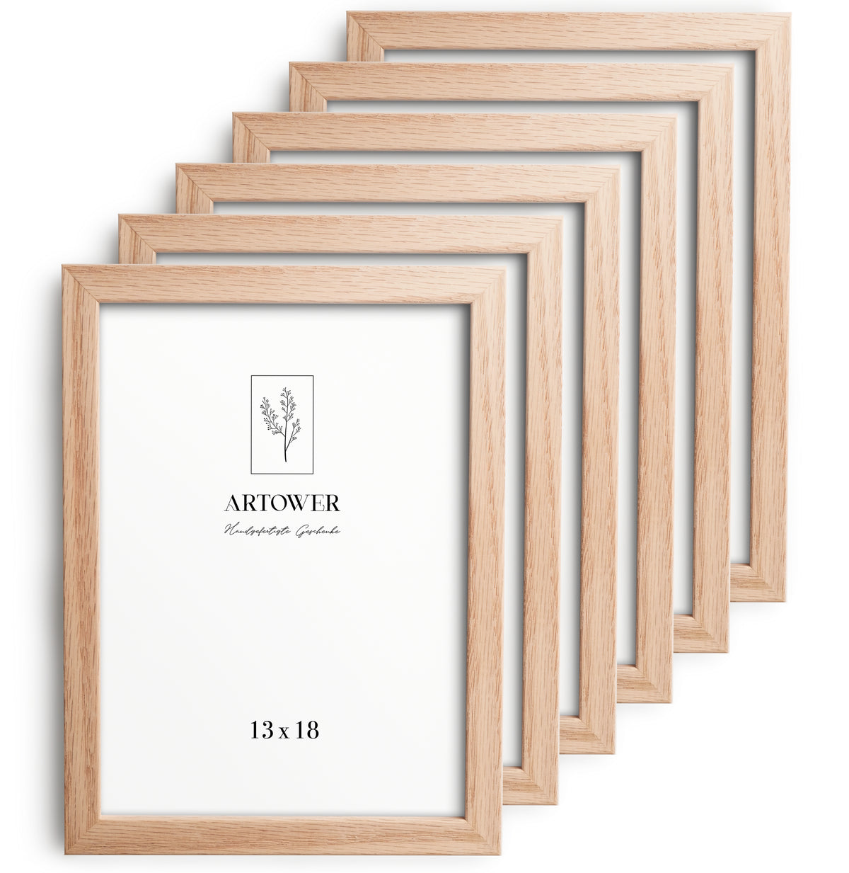 6 Bilderrahmen Holz Natur Eiche, Format 13 x 18 cm – Artower 6er Set