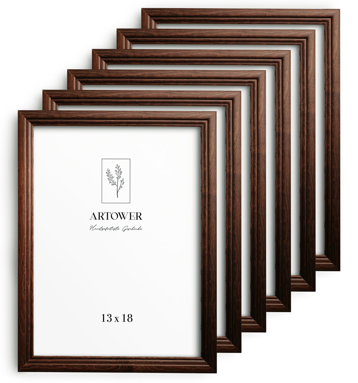 6 Bilderrahmen Vintage Braun, Format 13 x 18 cm – Artower 6er Set