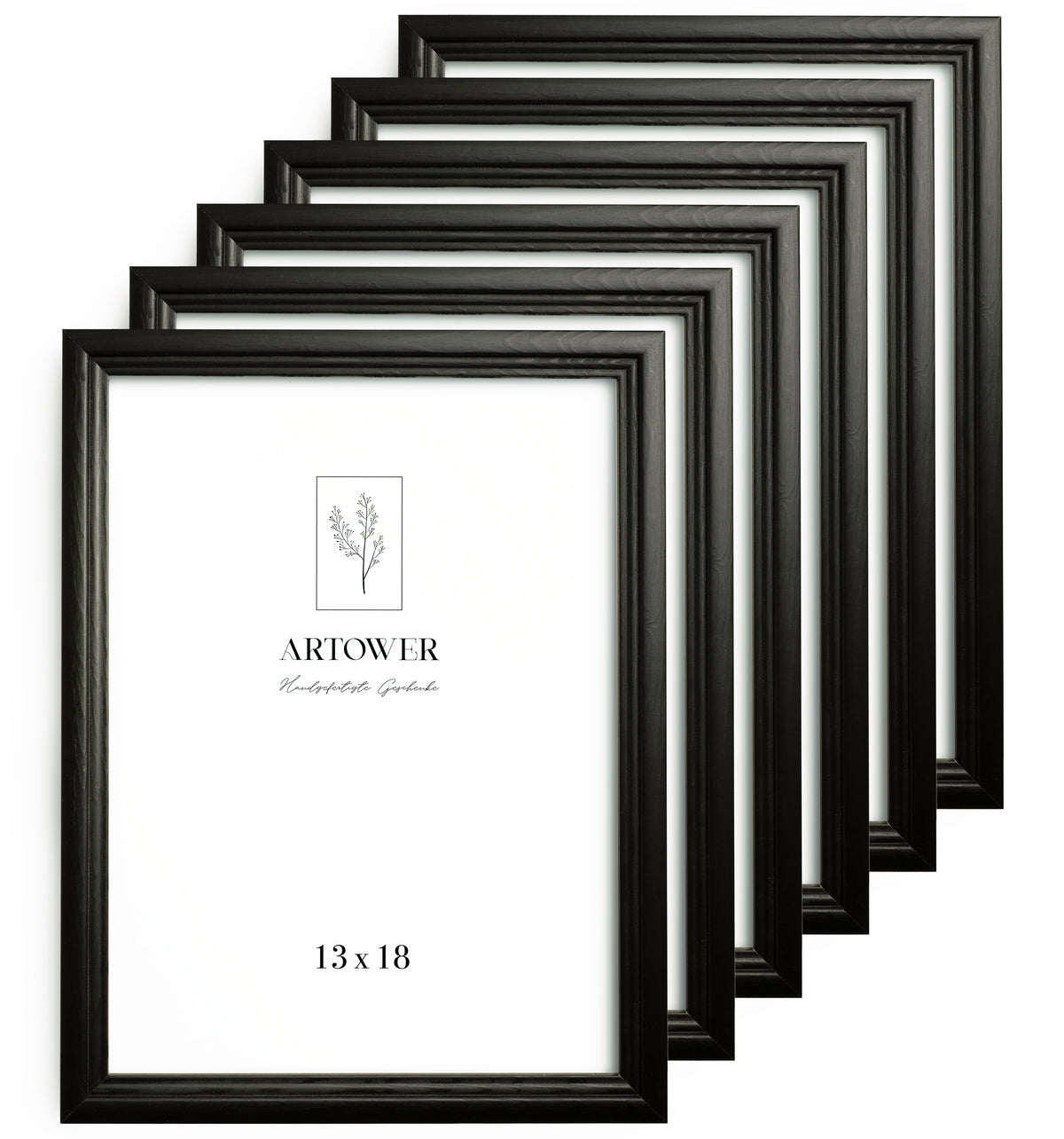 6 Bilderrahmen Vintage Schwarz, Format 13 x 18 cm – Artower 6er Set