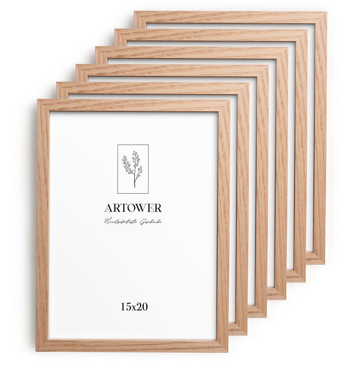 6 Bilderrahmen Holz Natur Eiche, Format 15 x 20 cm – Artower 6er Set
