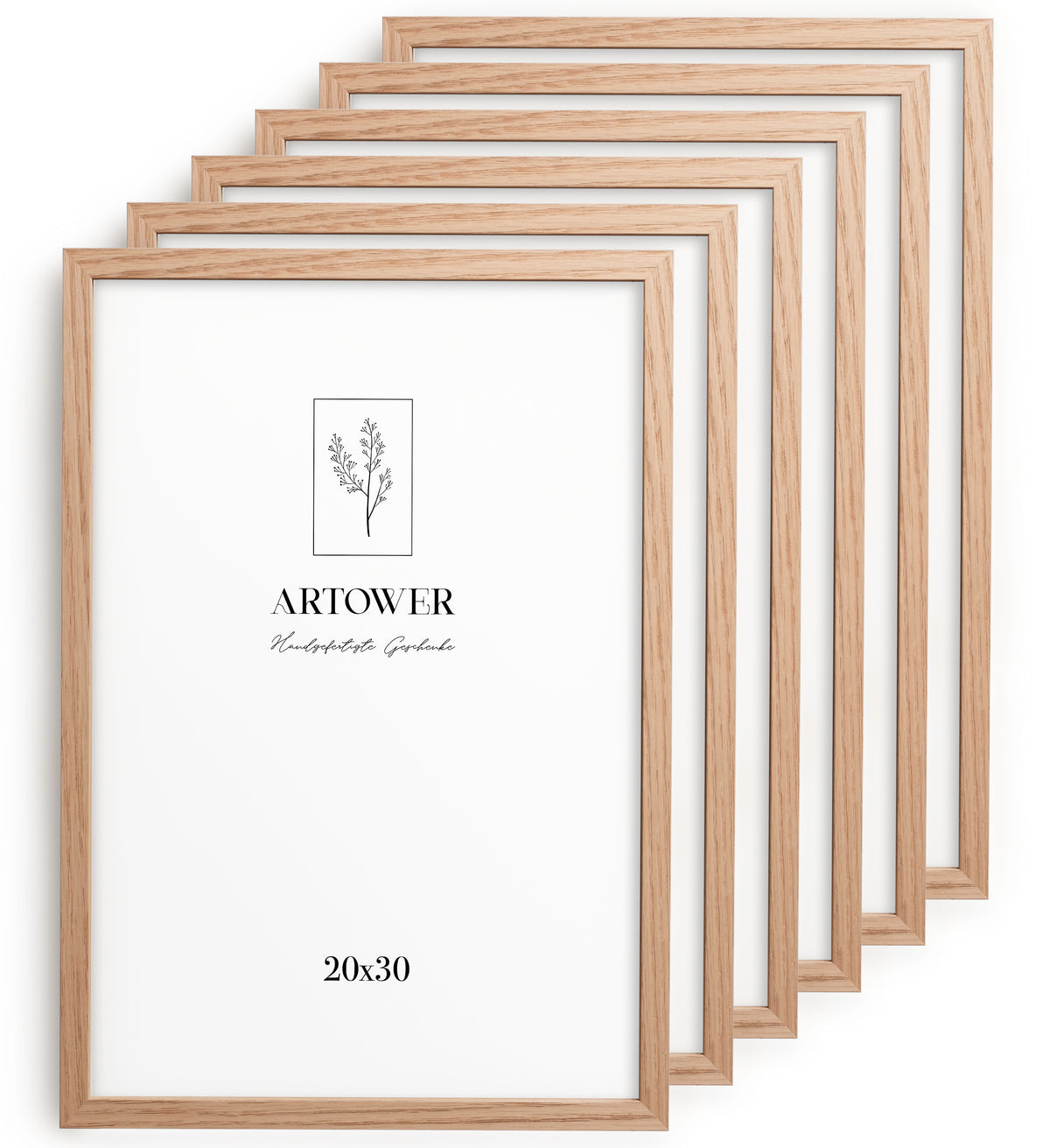 6 Bilderrahmen Holz Natur Eiche, Format 20 x 30 cm – Artower 6er Set