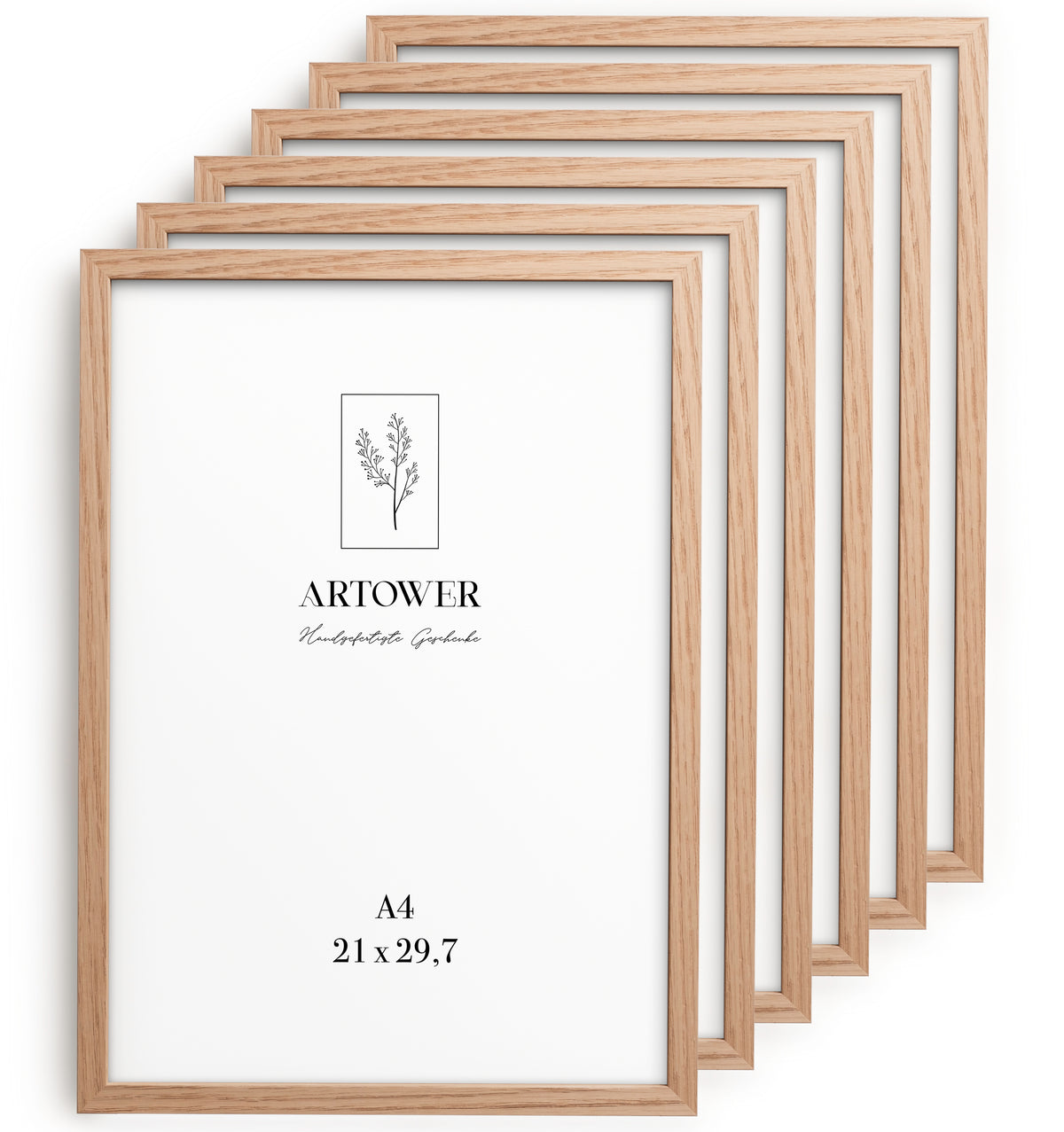 6 Bilderrahmen Holz Natur Eiche, Format A4 (21 x 29,7 cm) – Artower 6er Set