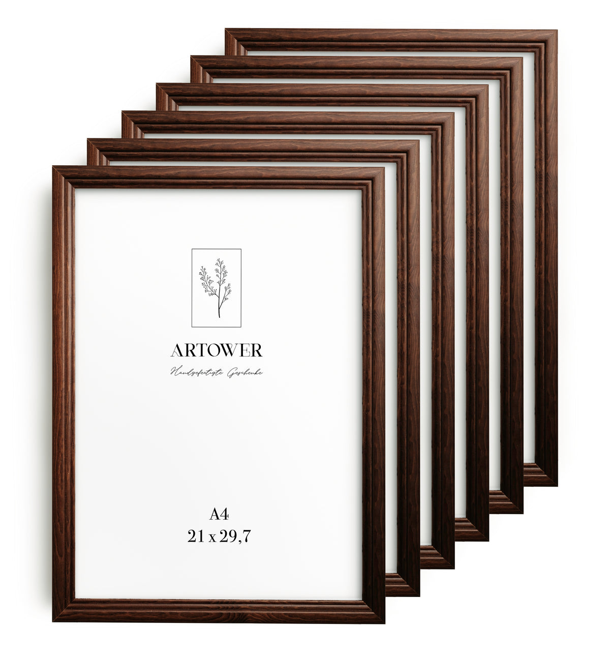 6 Bilderrahmen Vintage Braun, Format A4 (21 x 29,7 cm) – Artower 6er Set