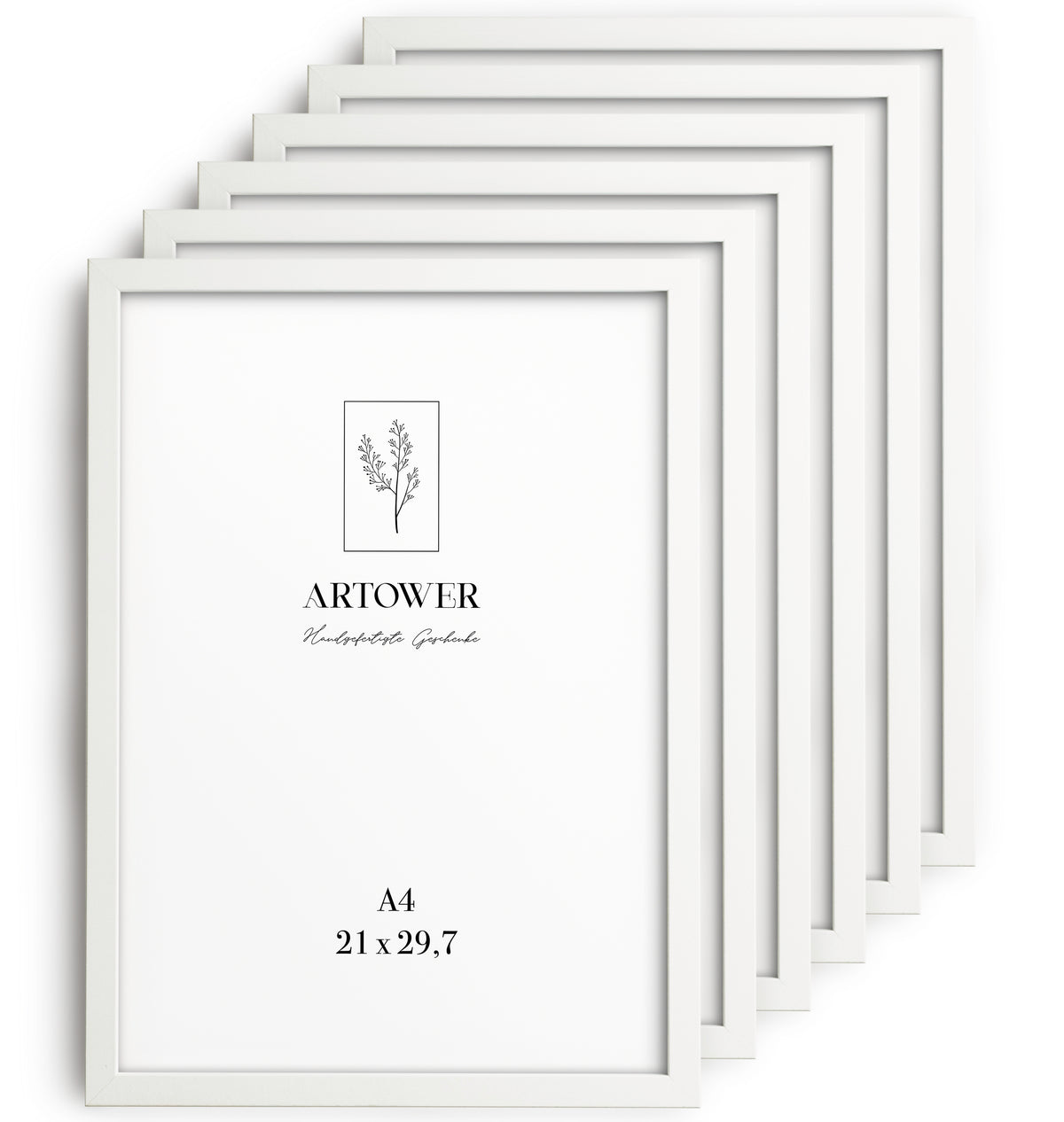 6 Bilderrahmen Holz Weiß, Format A4 (21 x 29,7 cm) – Artower 6er Set