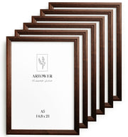 6 Bilderrahmen Vintage Braun, Format A5 (15 x 21 cm) – Artower 6er Set