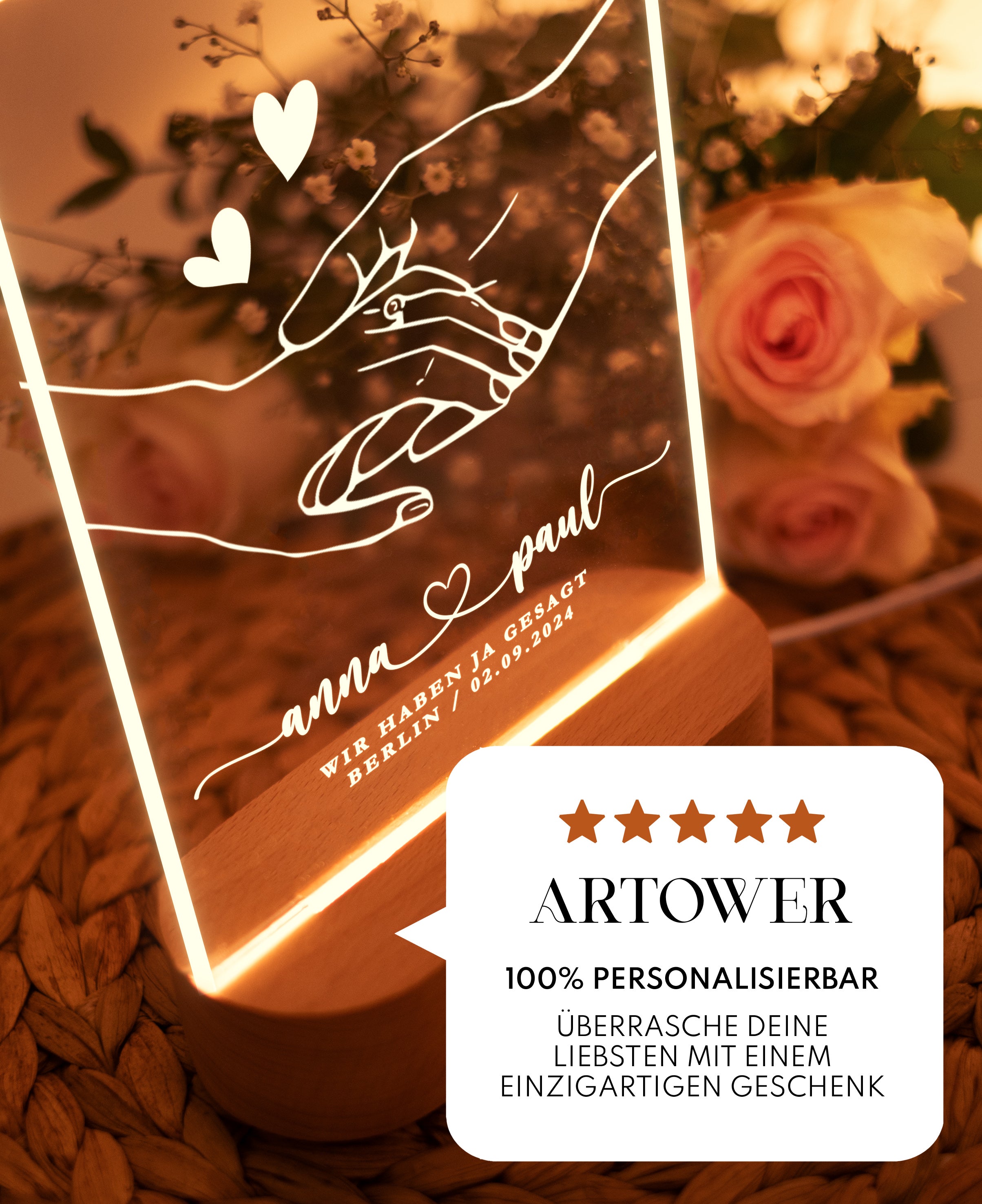 LED Nachtlicht - Hochzeitsgeschenk für Brautpaar