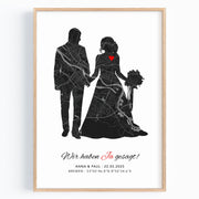 Hochzeitsposter „Wir haben ja gesagt“ mit Karte - Romantisches Geschenk