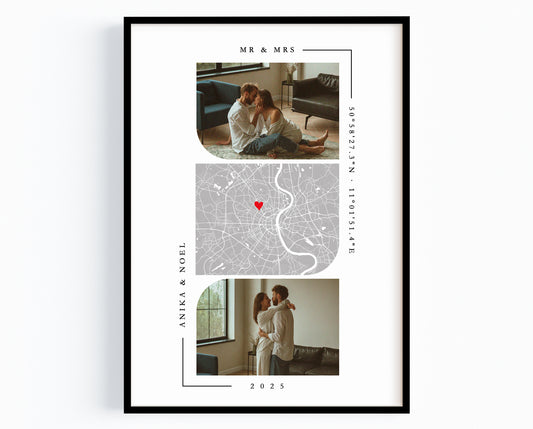 Jahrestag Geschenk für ihn Koordinaten Bild mit Fotos