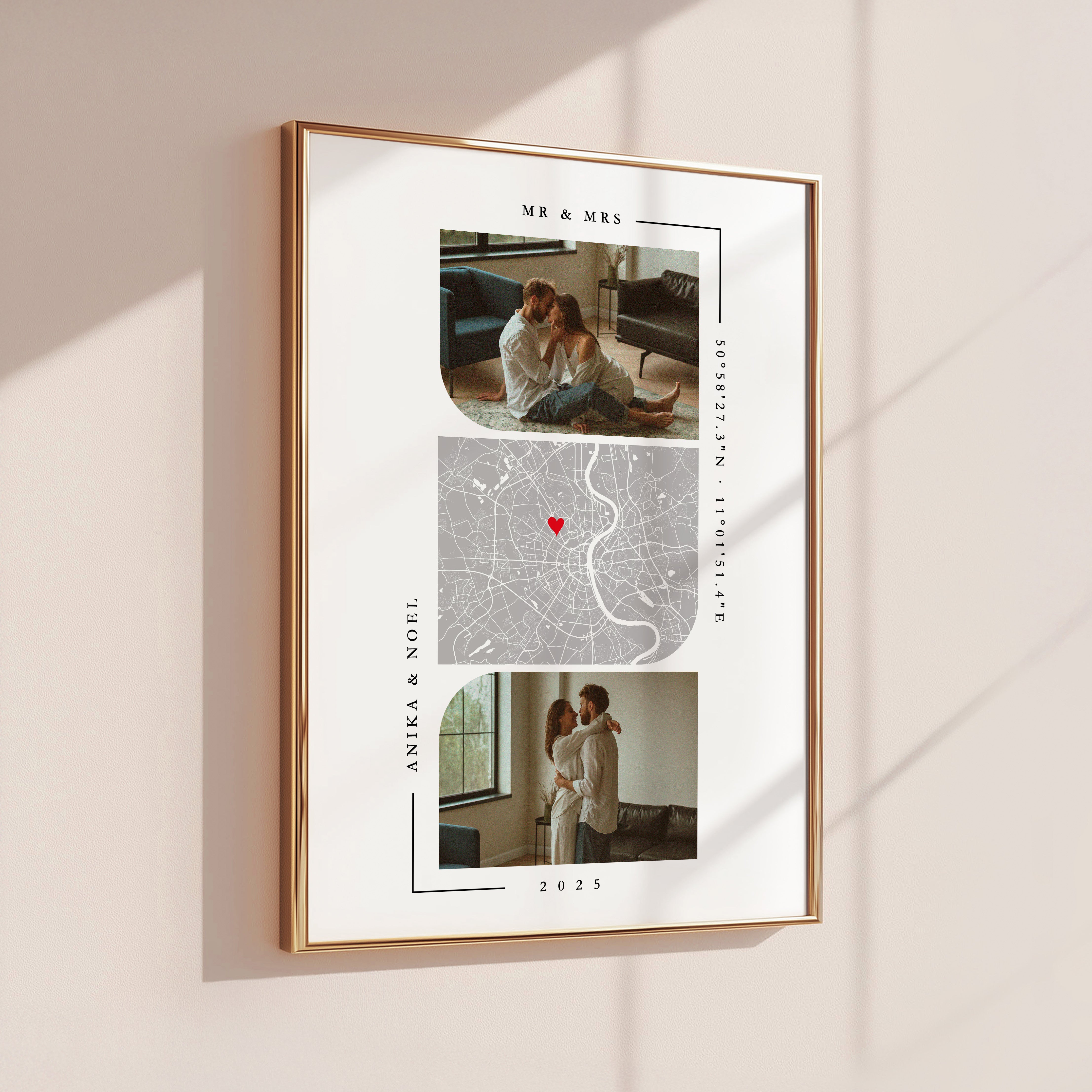 Jahrestag Geschenk für ihn Koordinaten Bild mit Fotos
