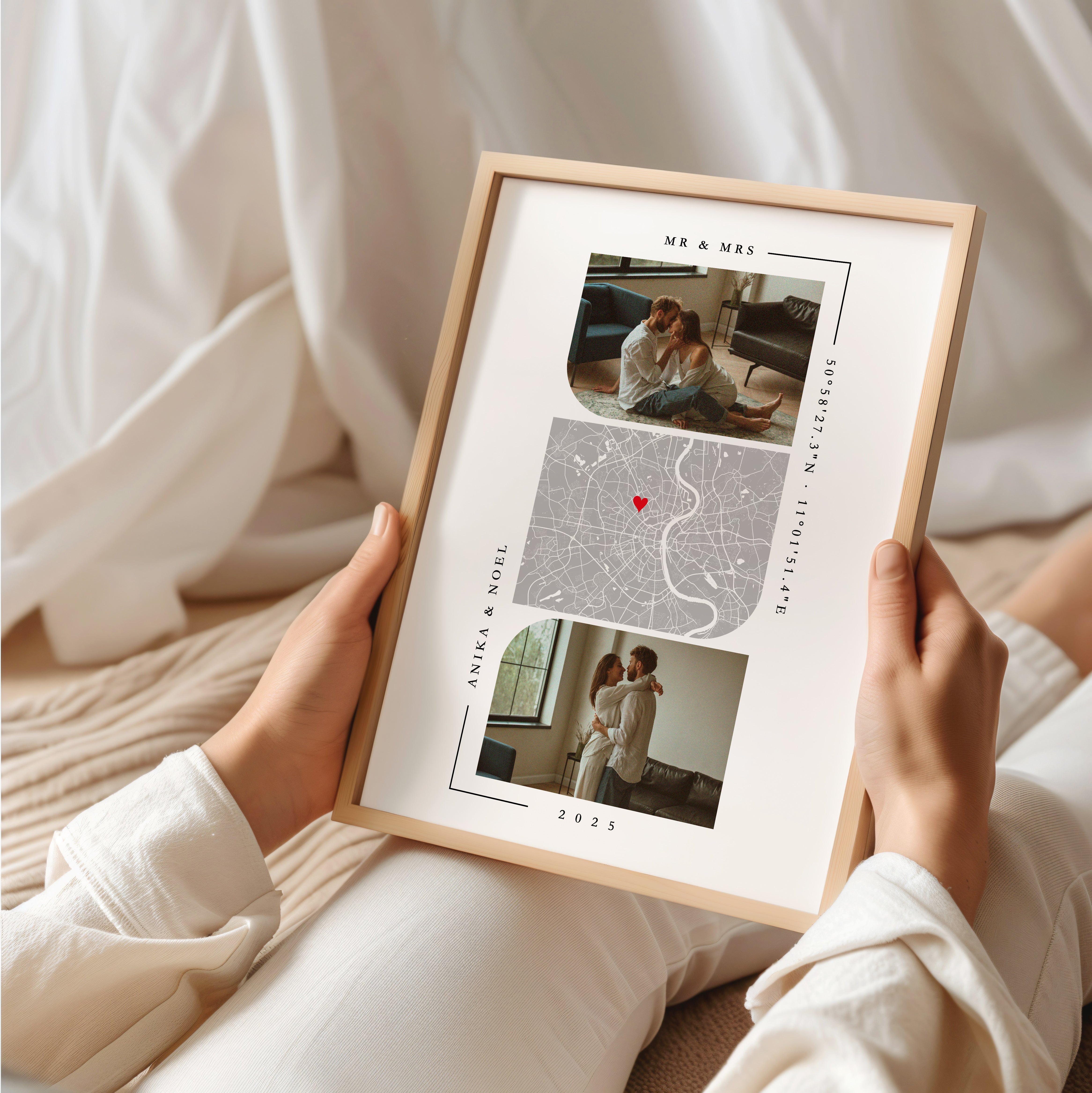 Jahrestag Geschenk für ihn Koordinaten Bild mit Fotos
