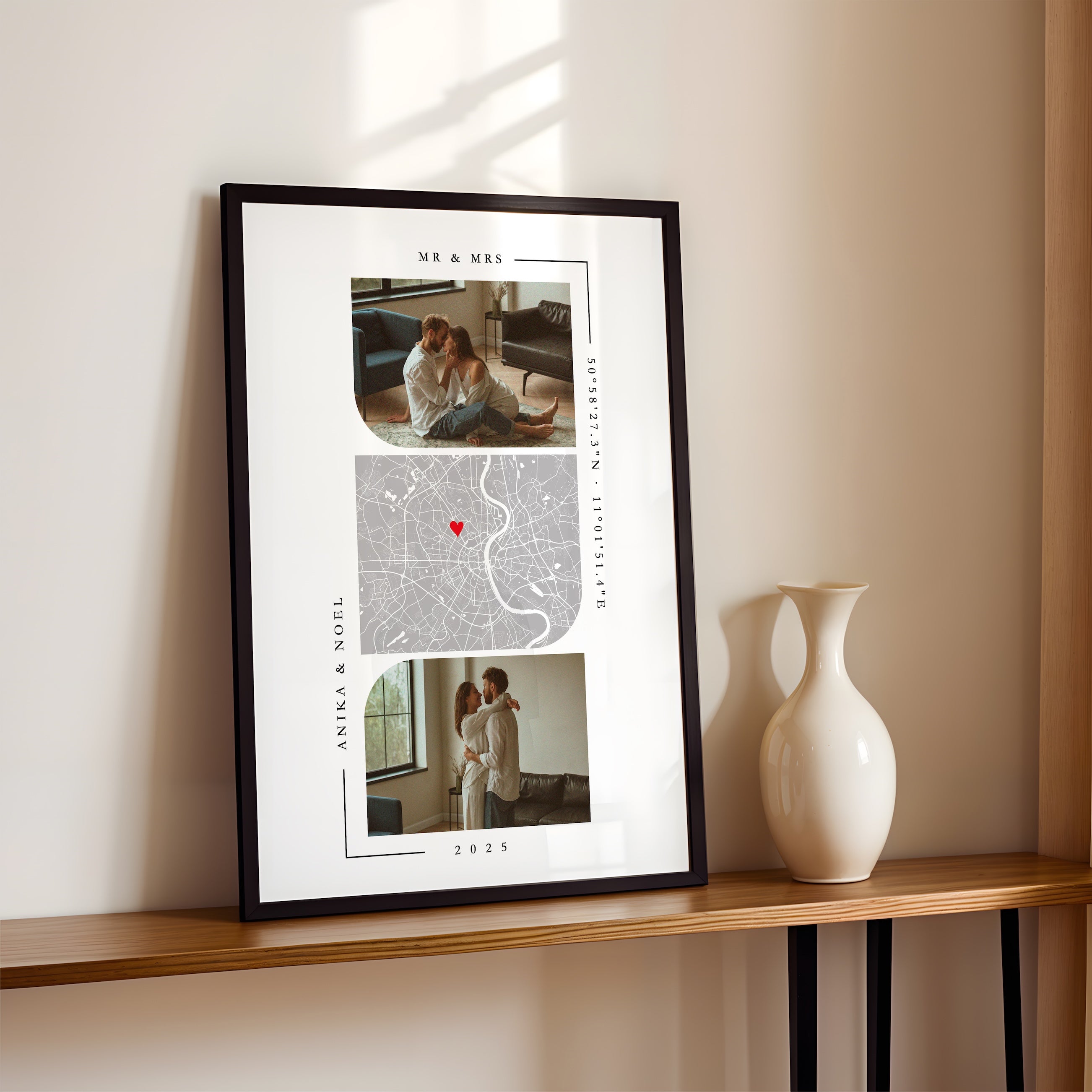 Jahrestag Geschenk für ihn Koordinaten Bild mit Fotos