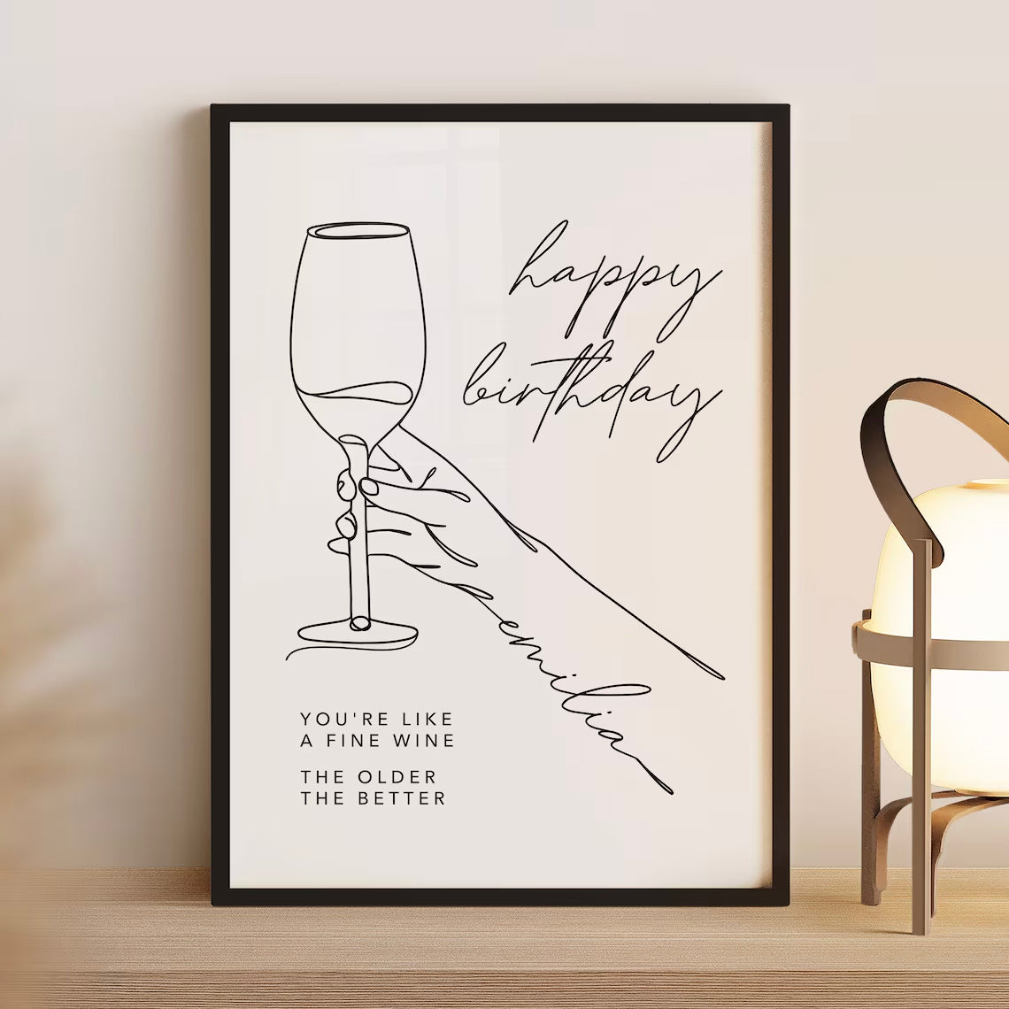 Wein Bild Lineart – Lustiges Geburtstagsgeschenk für Frauen