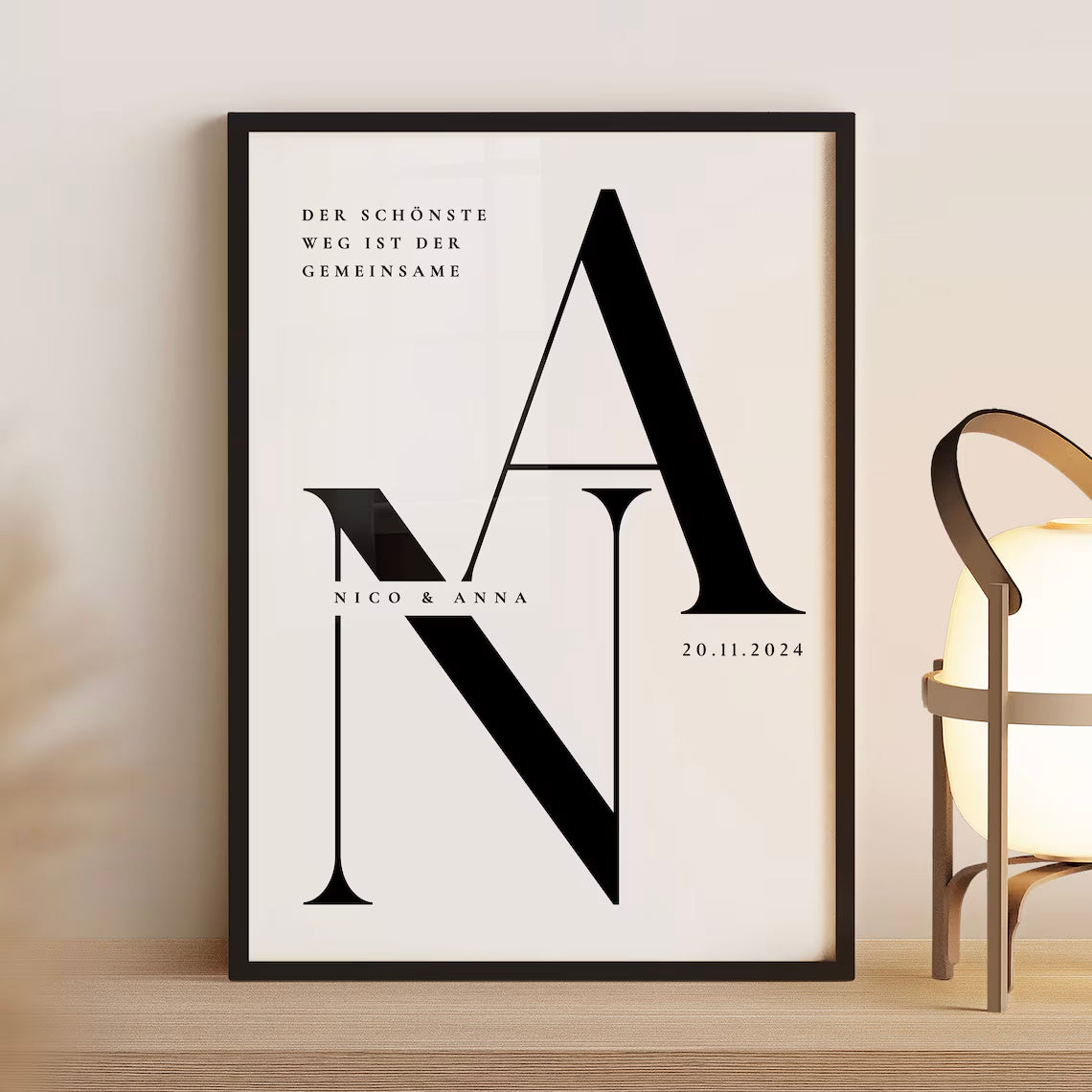 Hochzeitsgeschenk - Monogramm mit Namen für Brautpaar