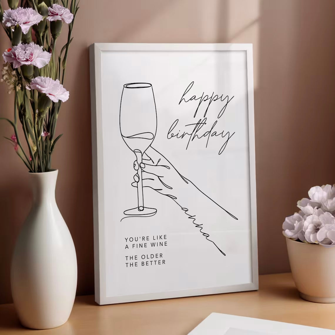 Wein Bild Lineart – Lustiges Geburtstagsgeschenk für Frauen