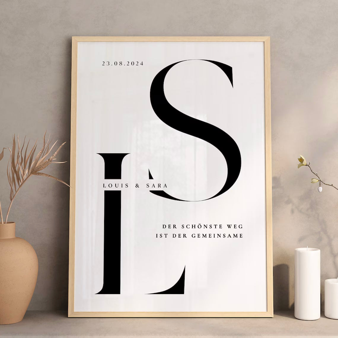 Hochzeitsgeschenk - Monogramm mit Namen für Brautpaar