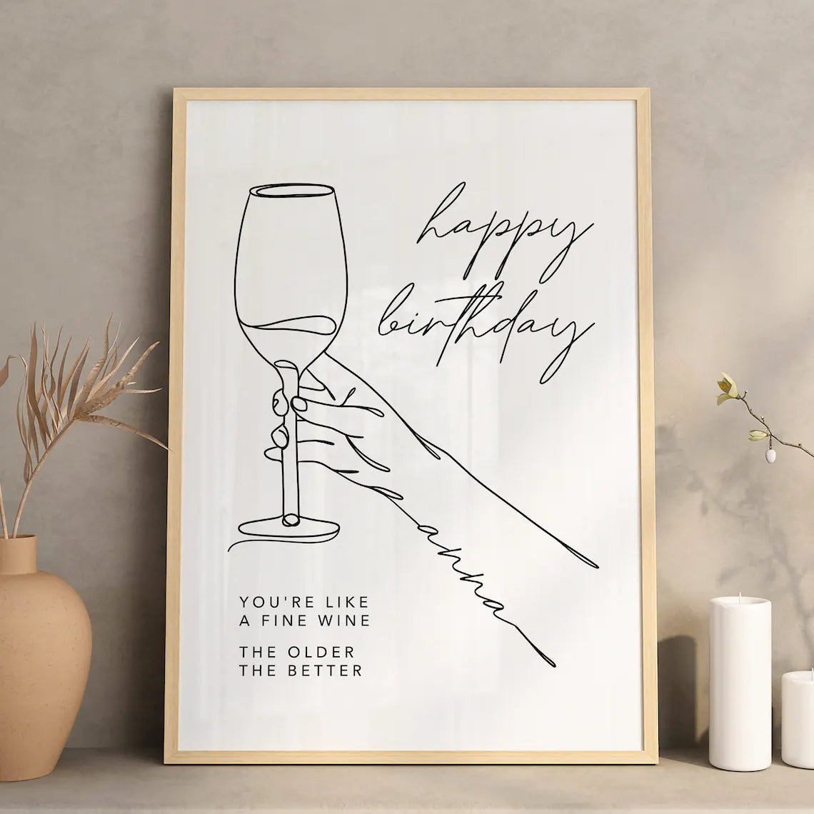 Wein Bild Lineart – Lustiges Geburtstagsgeschenk für Frauen