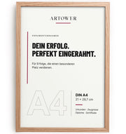 Bilderrahmen DIN A4 21 × 29,7 cm Holz für Urkunden – Eiche Boho