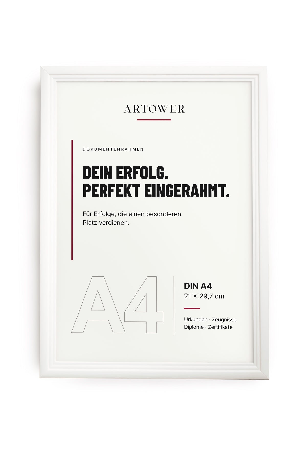Bilderrahmen A4 für Urkunden – Vintage Weiß Holz