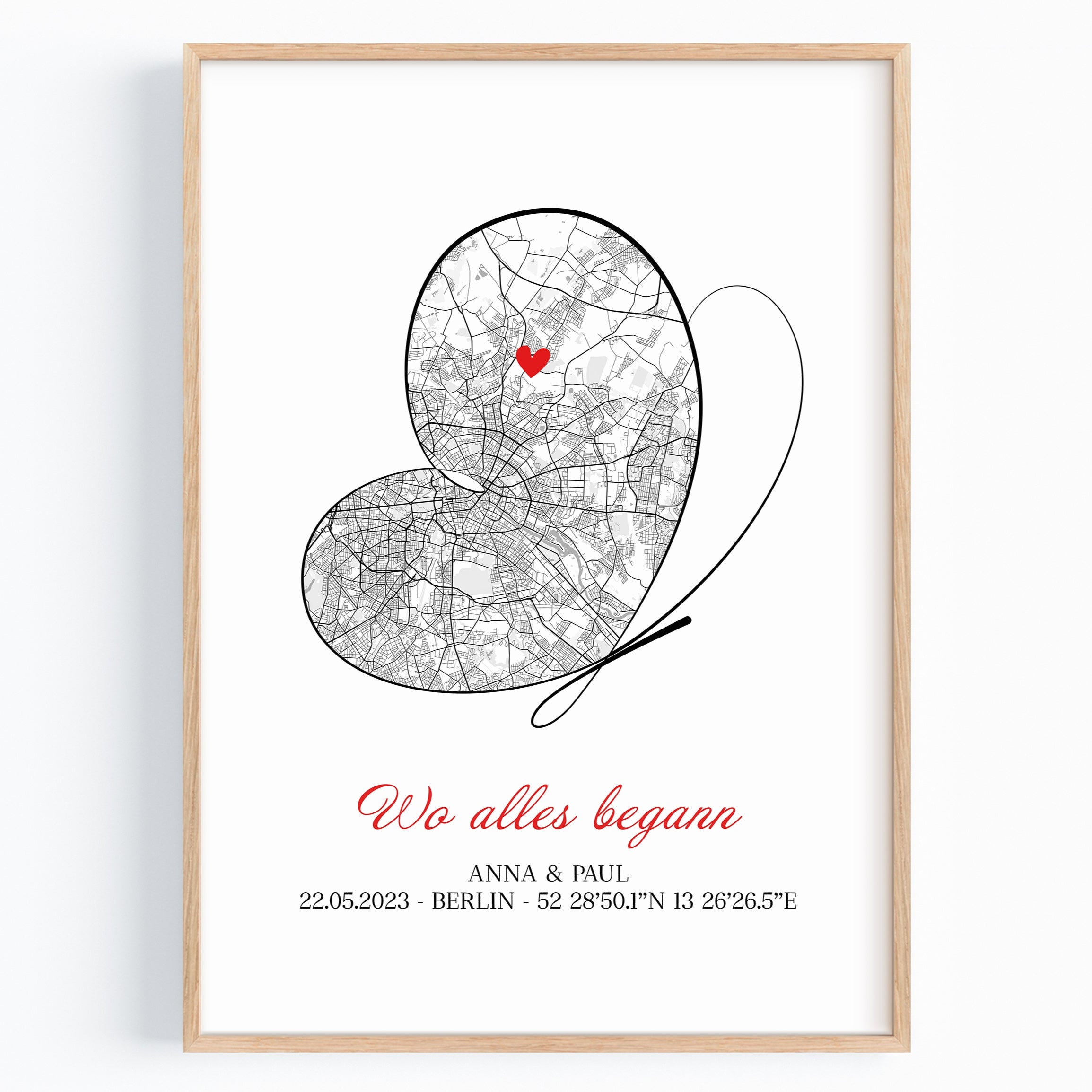 Hochzeitsgeschenk für das Brautpaar Stadtplan