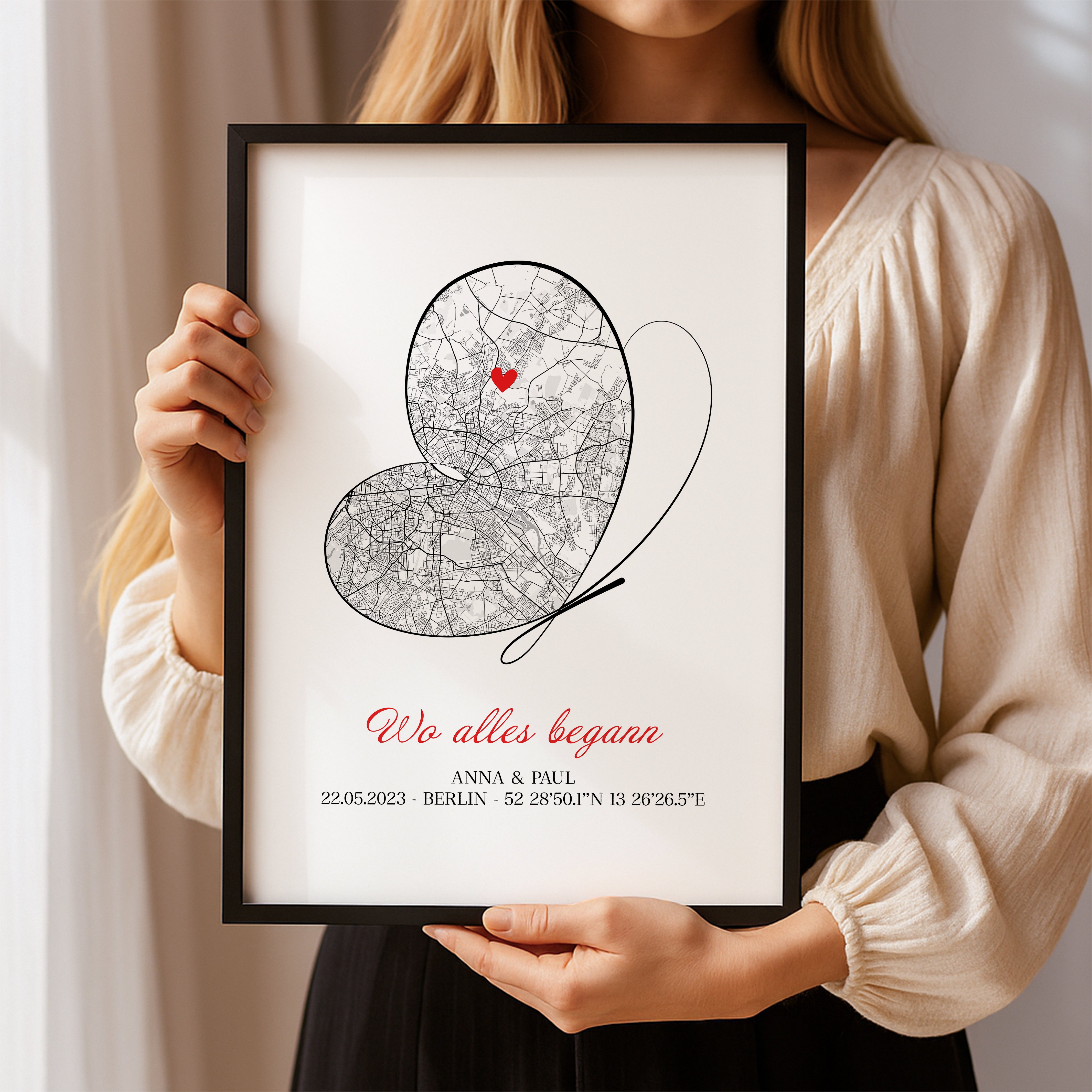 Hochzeitsgeschenk für das Brautpaar Stadtplan