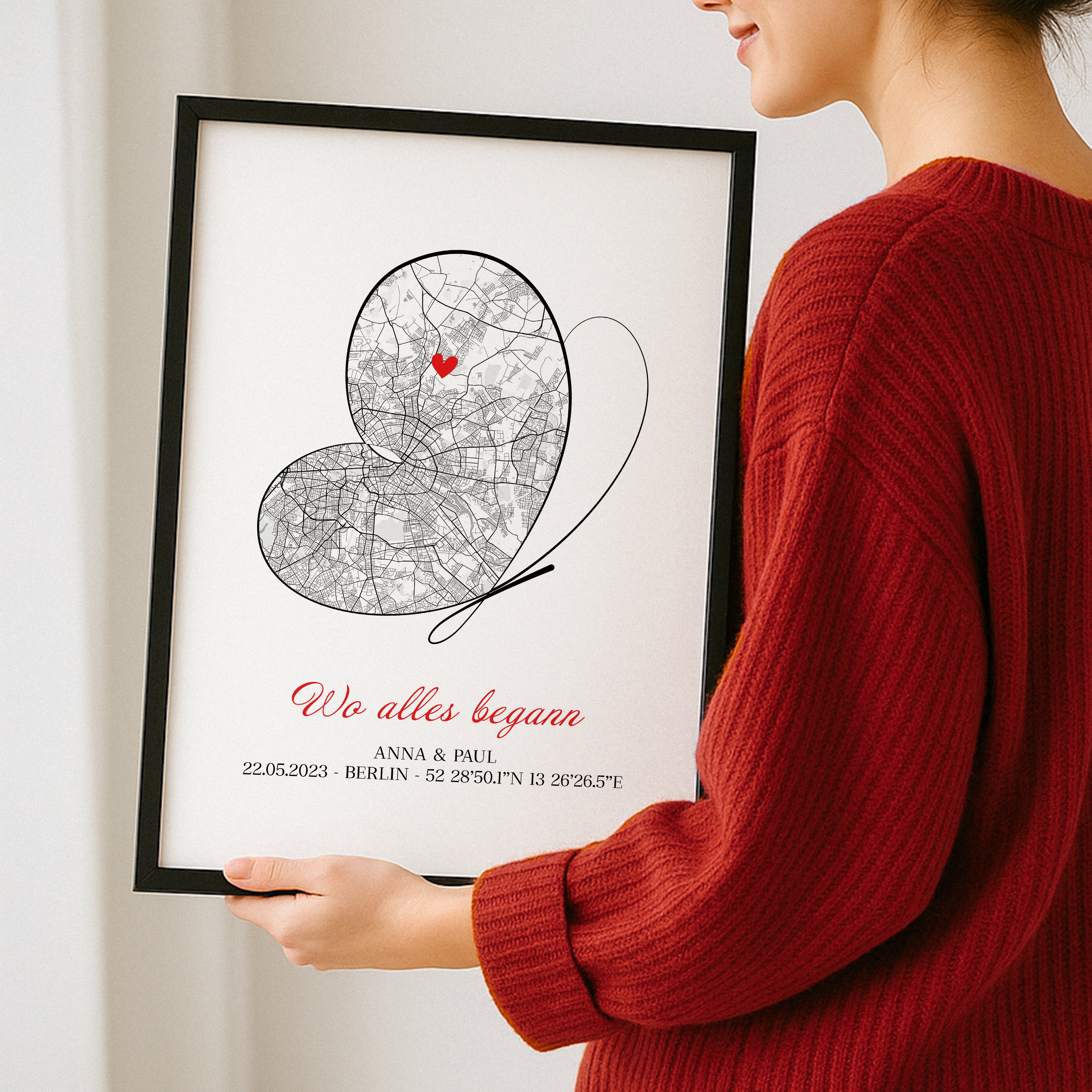 Hochzeitsgeschenk für das Brautpaar Stadtplan