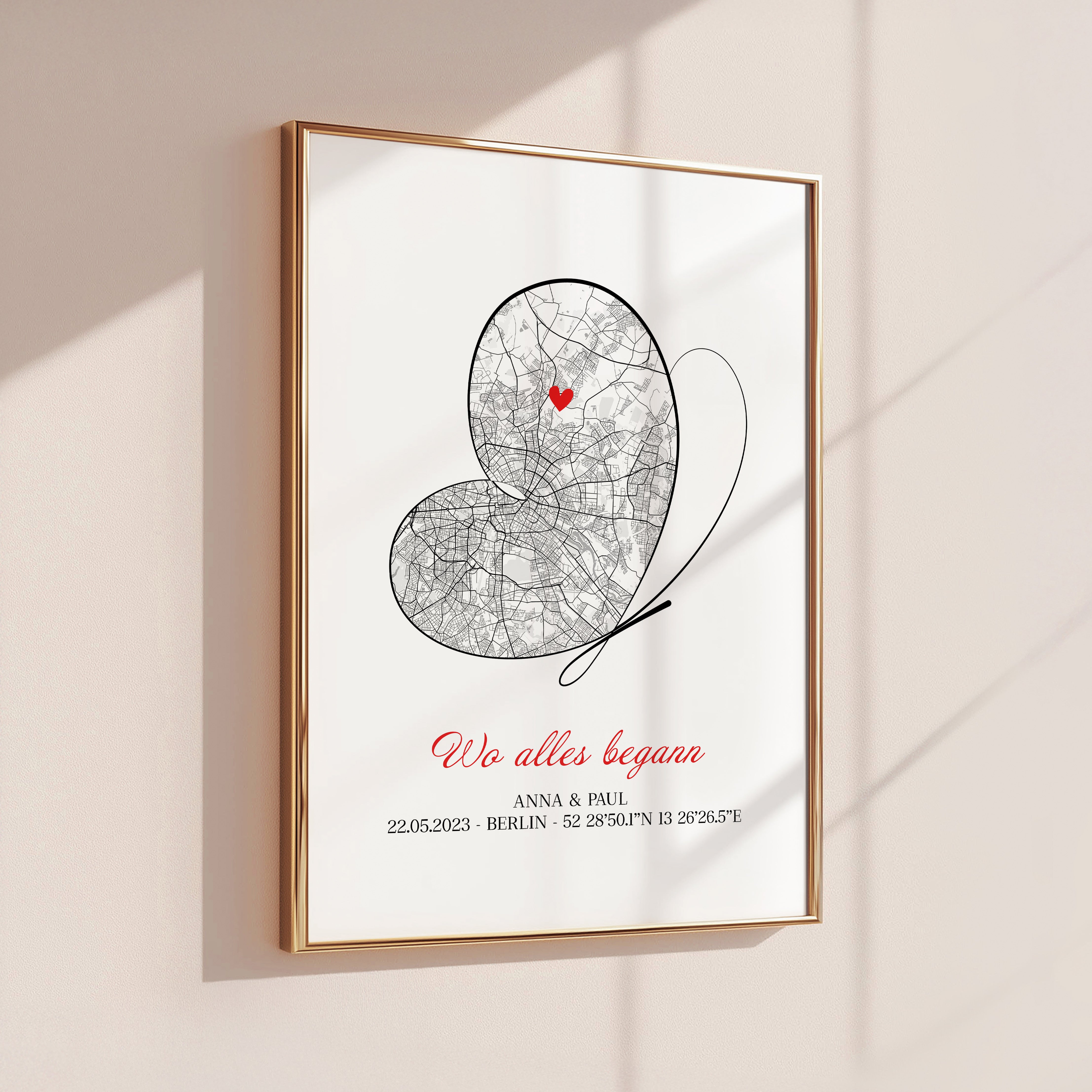 Hochzeitsgeschenk für das Brautpaar Stadtplan