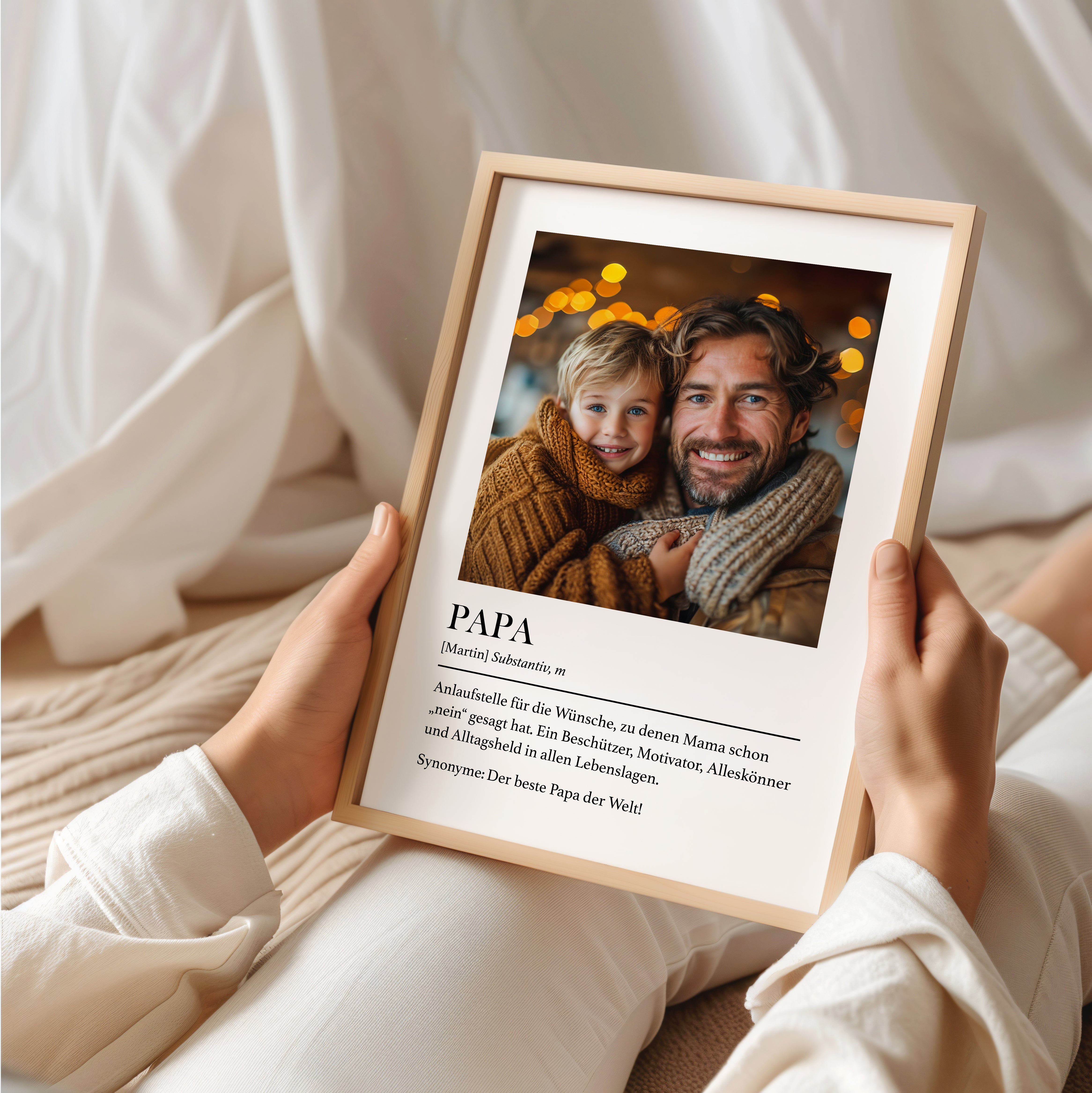 Papa Geschenk von Tochter oder Sohn – Personalisiertes Definition Bild mit Foto