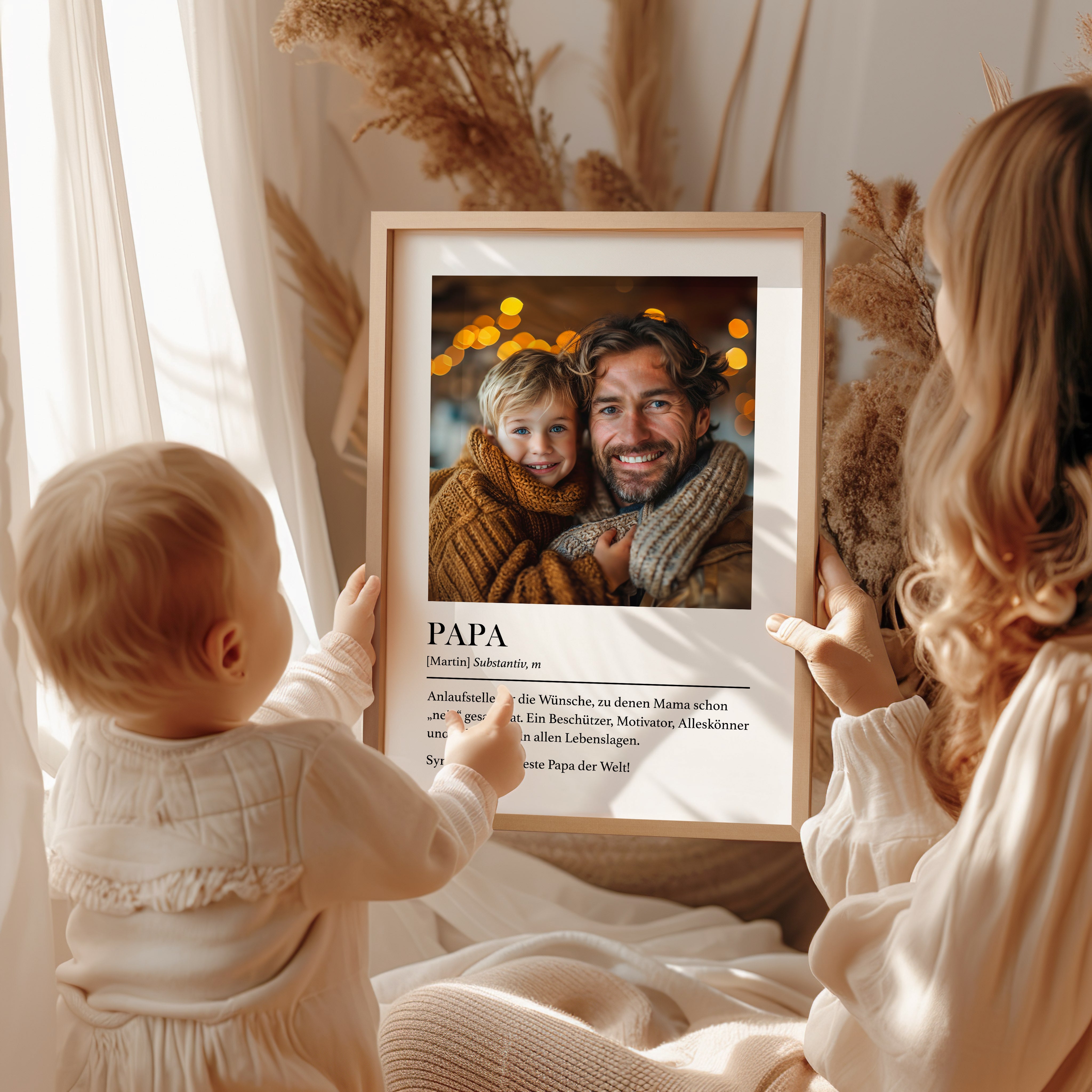 Papa Geschenk von Tochter oder Sohn – Personalisiertes Definition Bild mit Foto