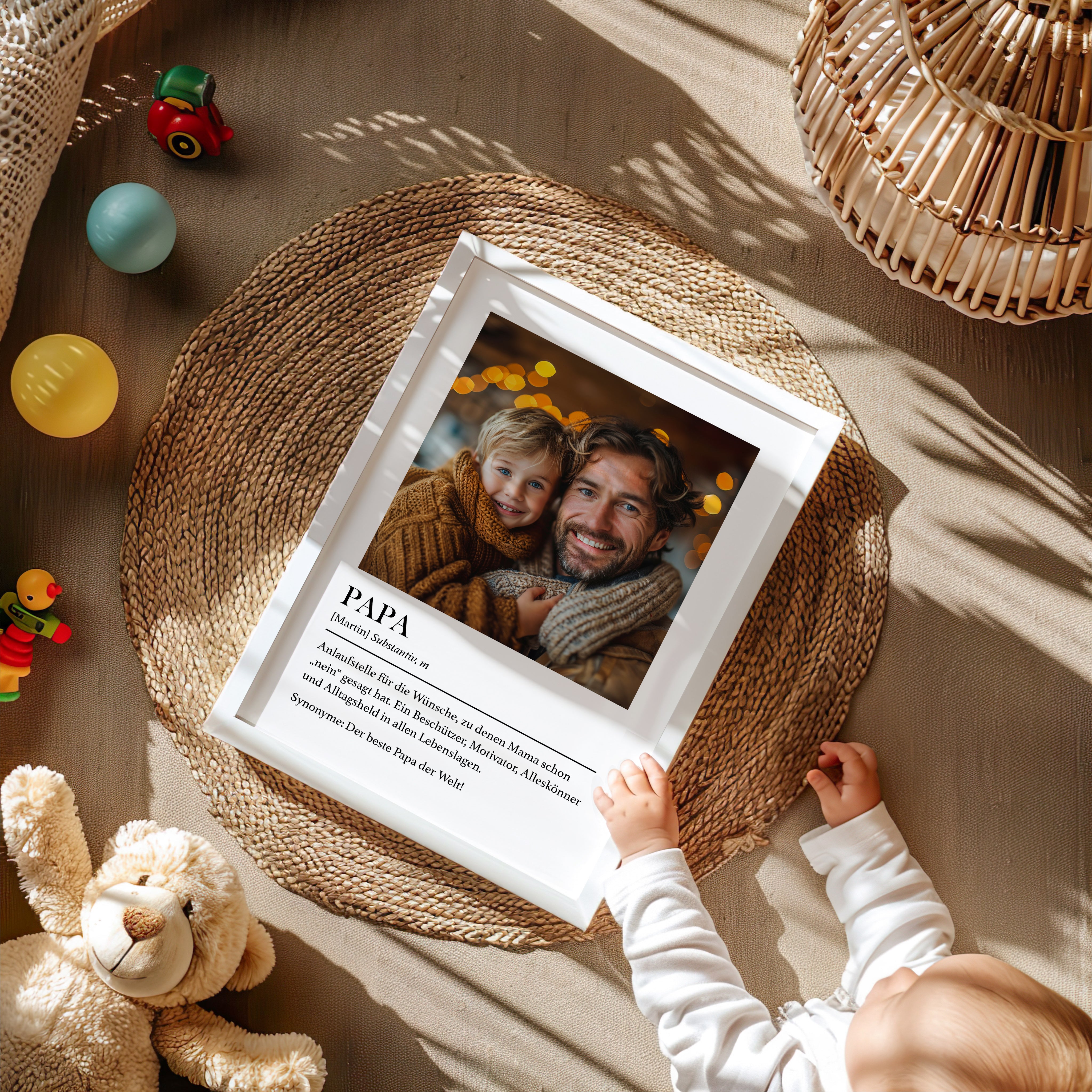 Papa Geschenk von Tochter oder Sohn – Personalisiertes Definition Bild mit Foto