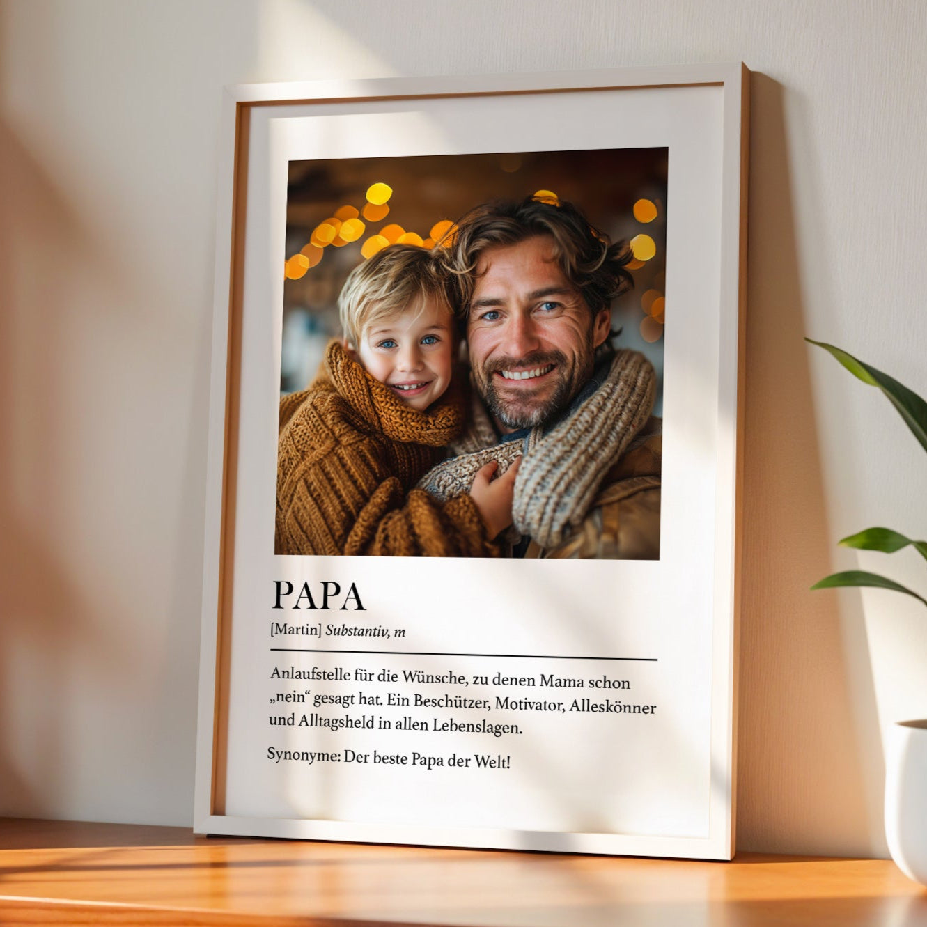 Papa Geschenk von Tochter oder Sohn – Personalisiertes Definition Bild mit Foto