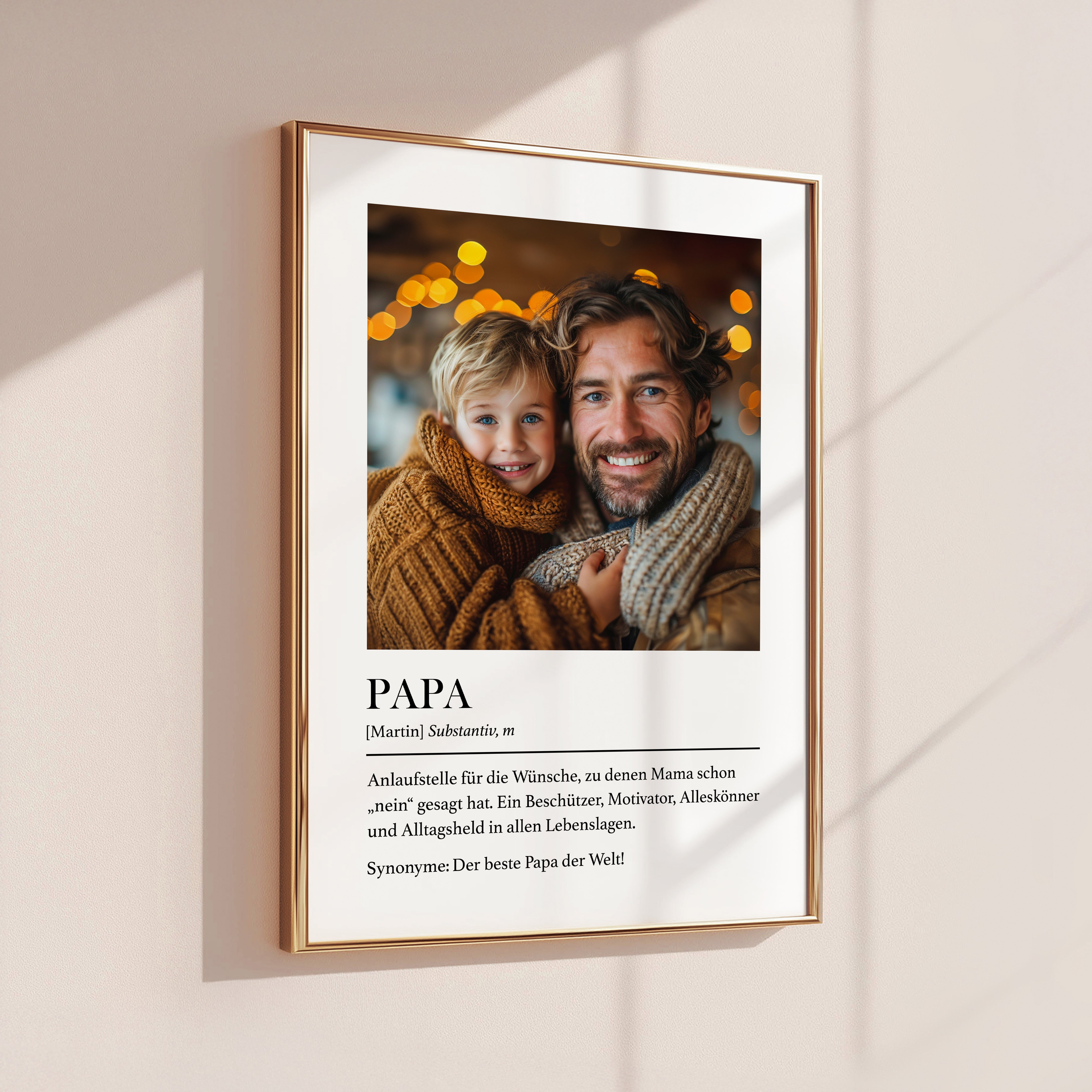 Papa Geschenk von Tochter oder Sohn – Personalisiertes Definition Bild mit Foto