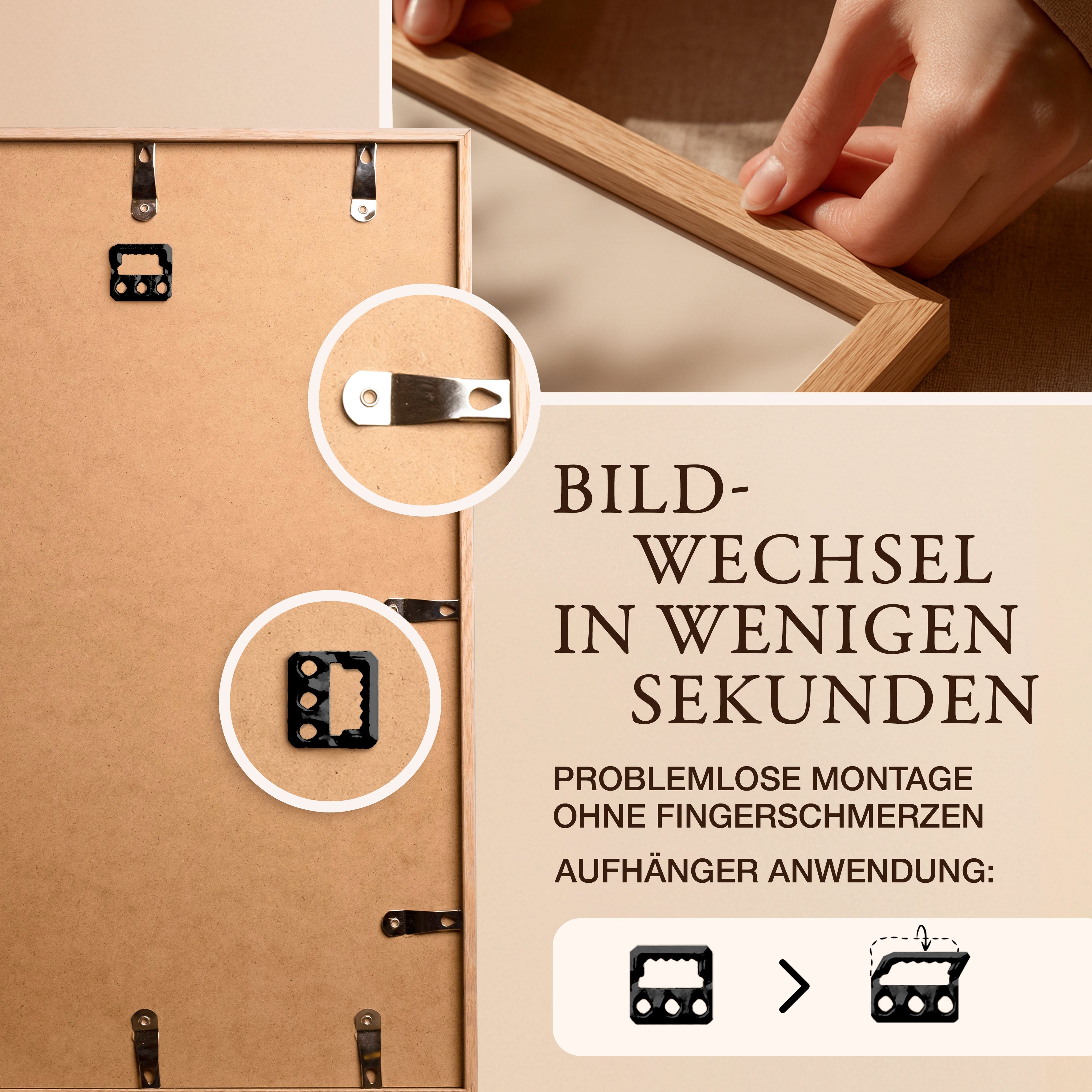 Artower® Bilderrahmen Natur Holz Eiche Dünner Rahmen