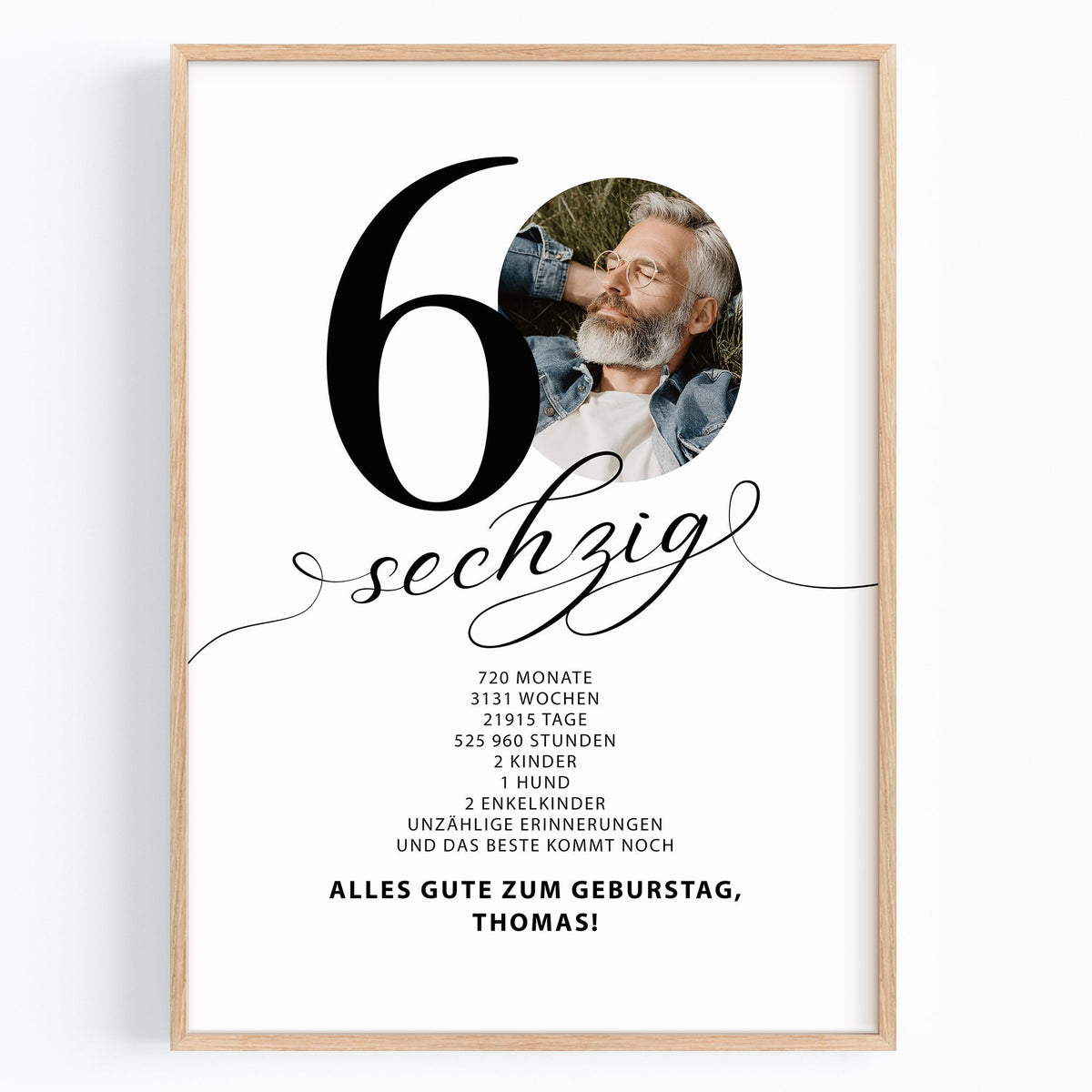 Geschenk zum 60. Geburtstag für Männer – Personalisiertes Geburtstagsposter mit Foto