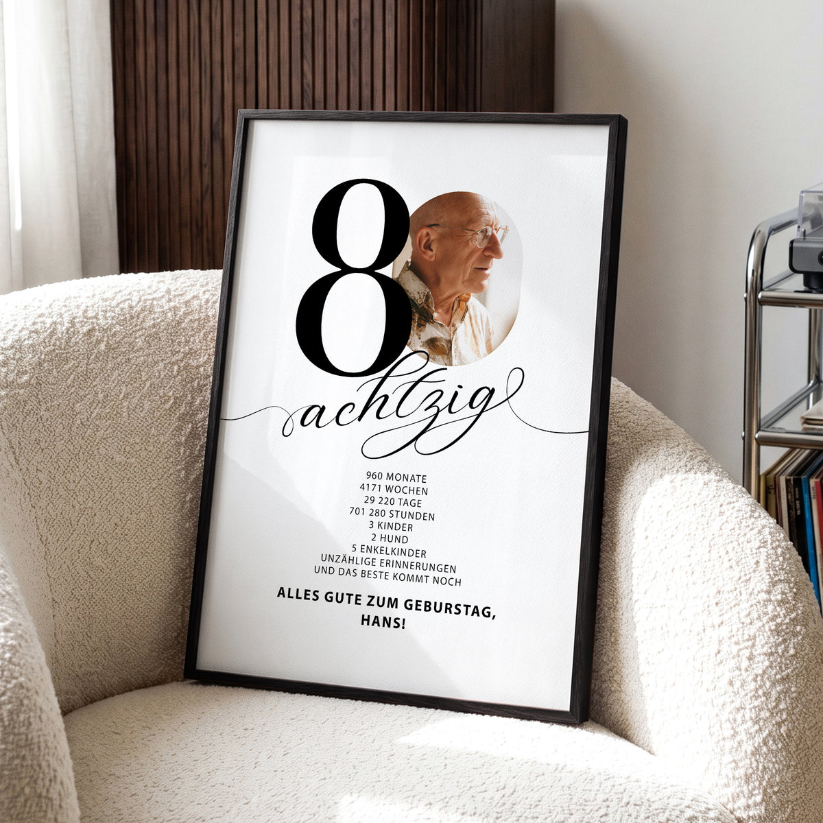 Geschenk zum 80. Geburtstag für Männer – Personalisiertes Geburtstagsposter mit Foto