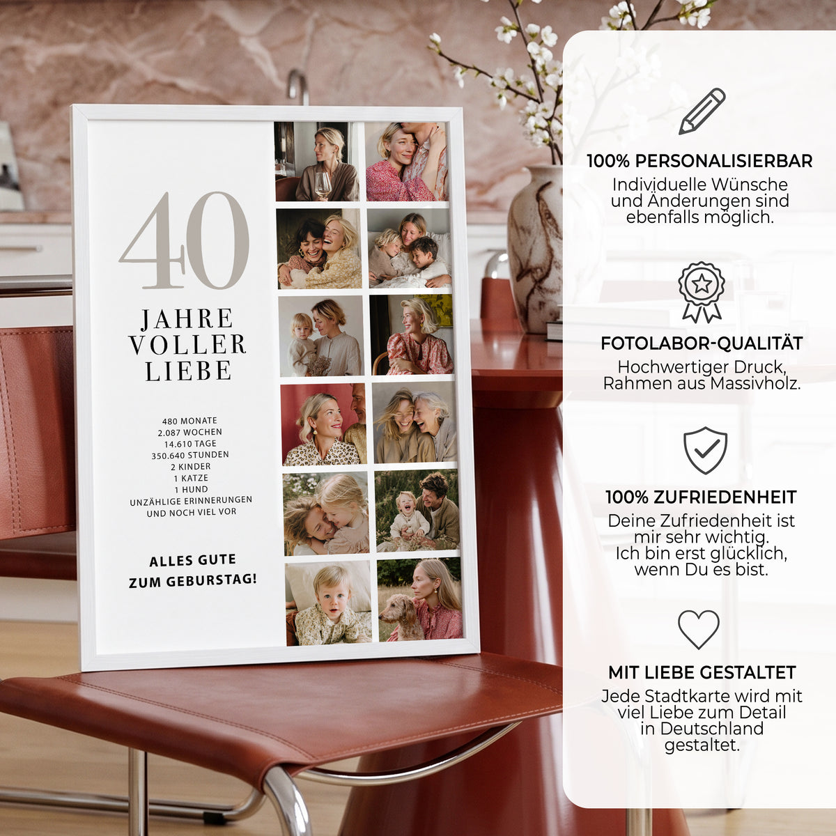 Personalisiertes Geburtstagsposter mit Fotocollage – Geschenk für Mama & Oma