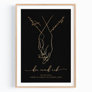 Personalisiertes Hochzeitsgeschenk „Hand in Hand“ mit Goldfolie