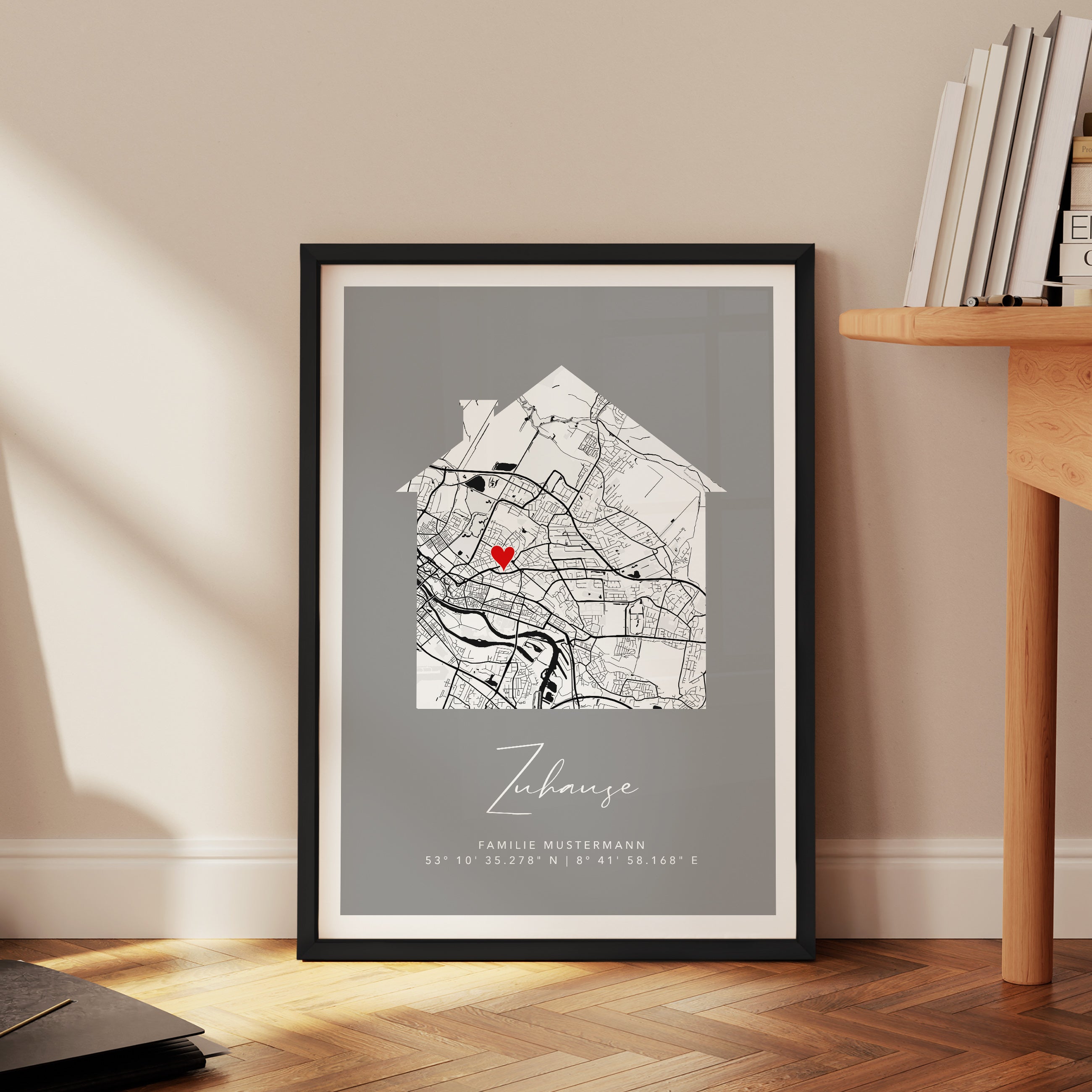 Zuhause Poster mit Haus - Personalisierte Stadtkarte