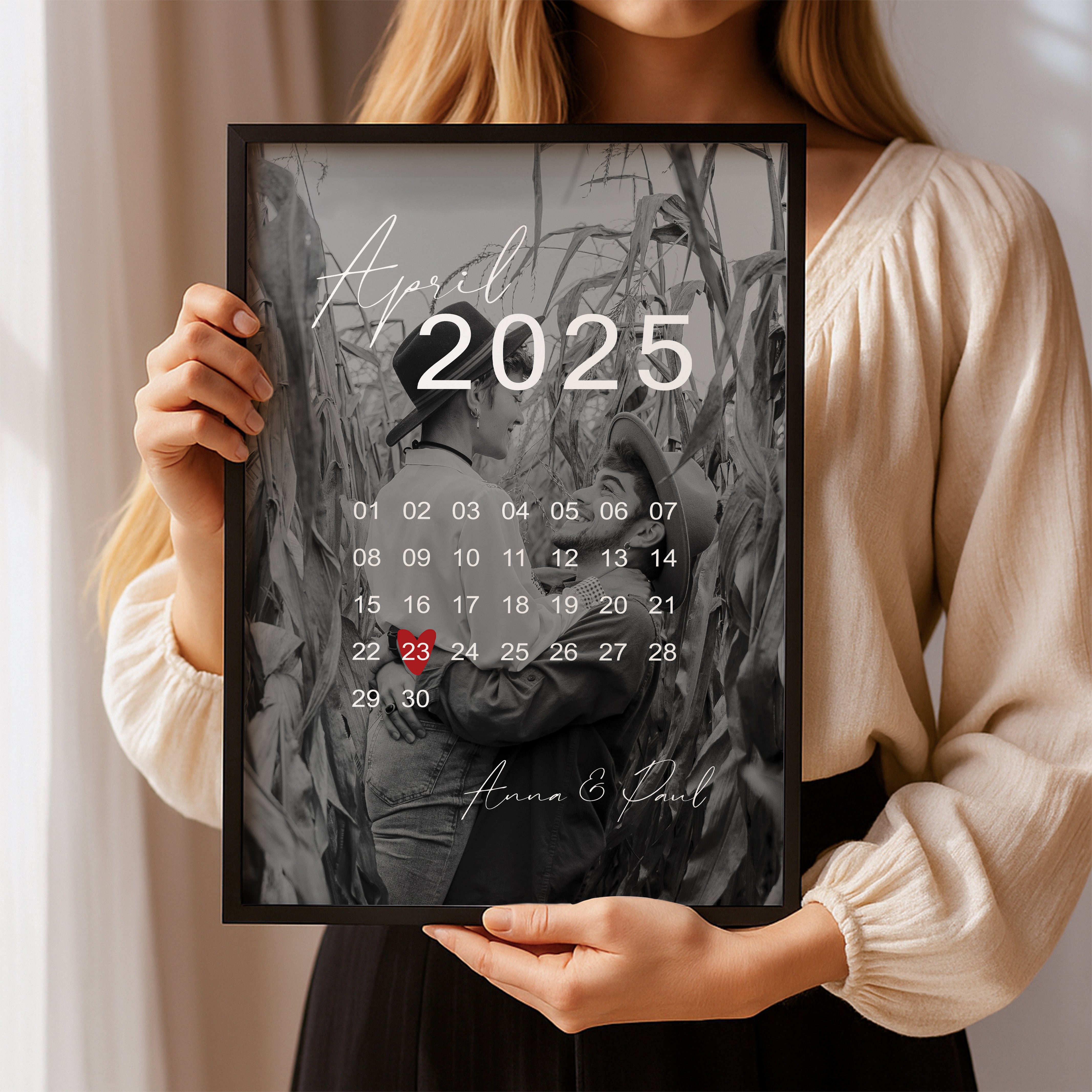 Fotoposter mit Kalender – Personalisiertes Geschenk zum Jahrestag