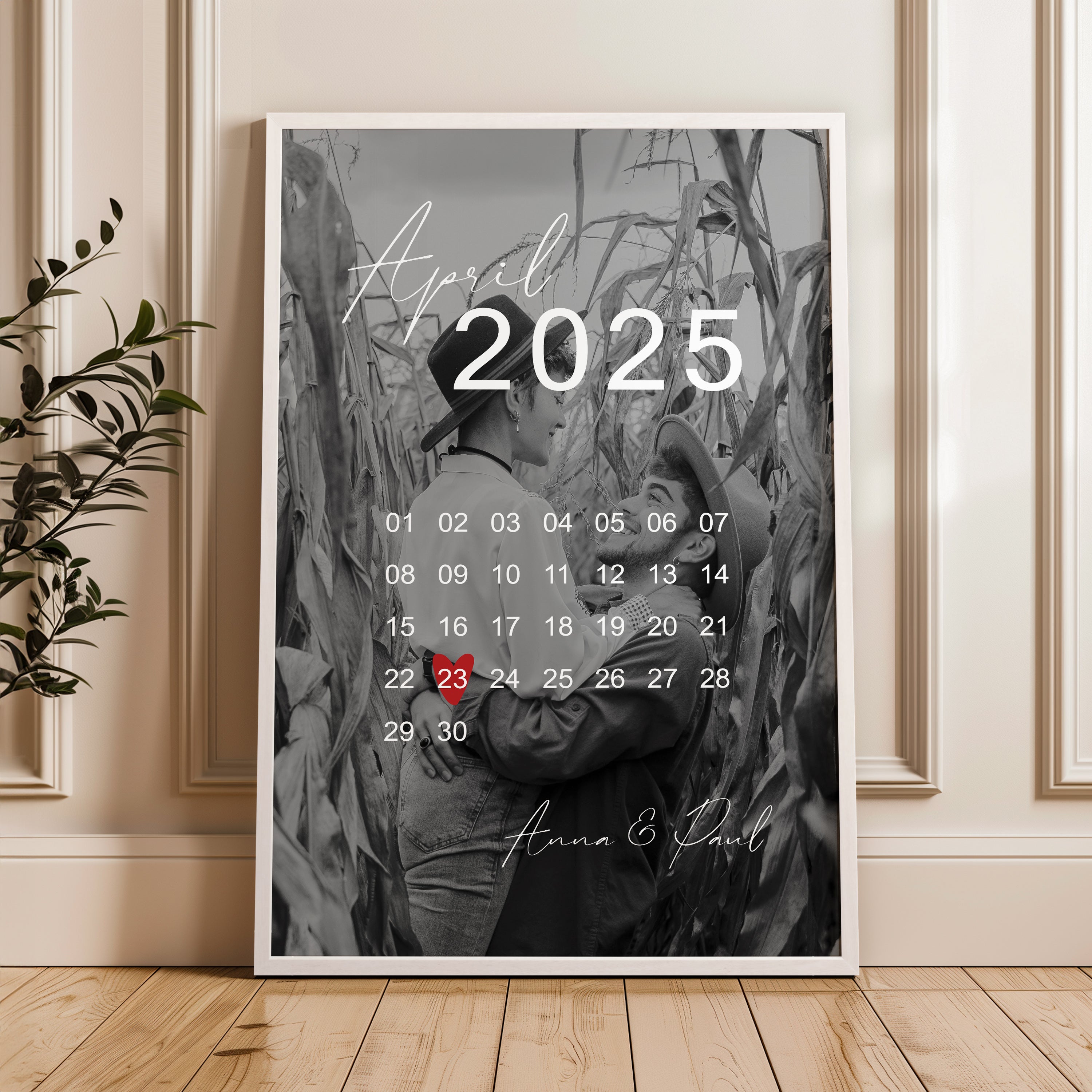 Fotoposter mit Kalender – Personalisiertes Geschenk zum Jahrestag